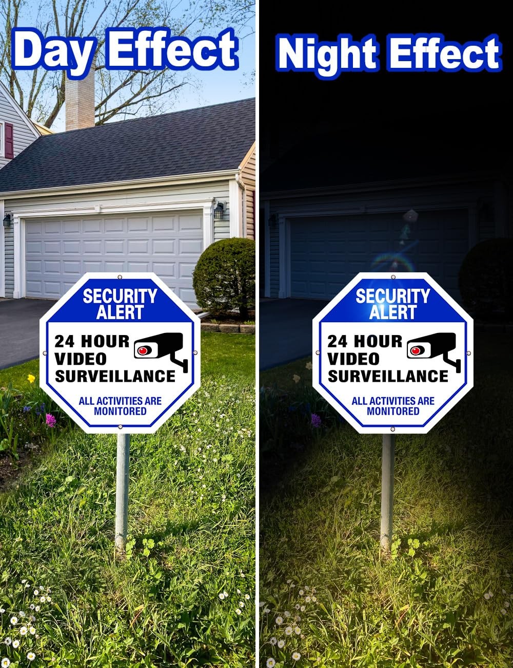 Video Surveillance Sign, 4-Pack 10″x10″ Security Camera Sign, Reflective and …