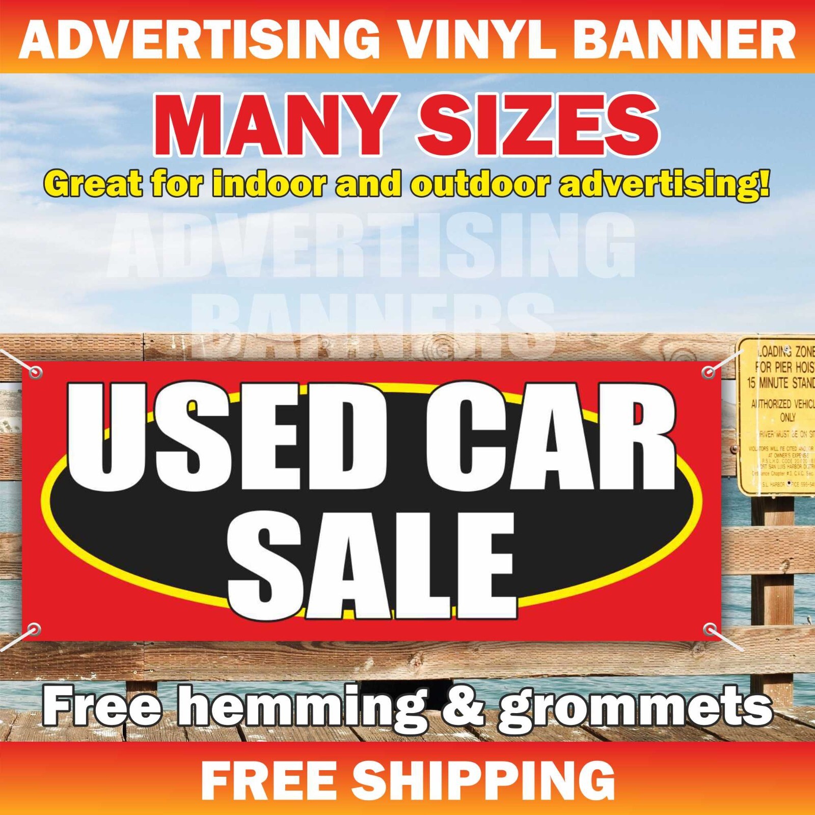 USED CAR SALE Advertising Banner Vinyl Mesh Sign Service AUTOS USADOS Auto Body