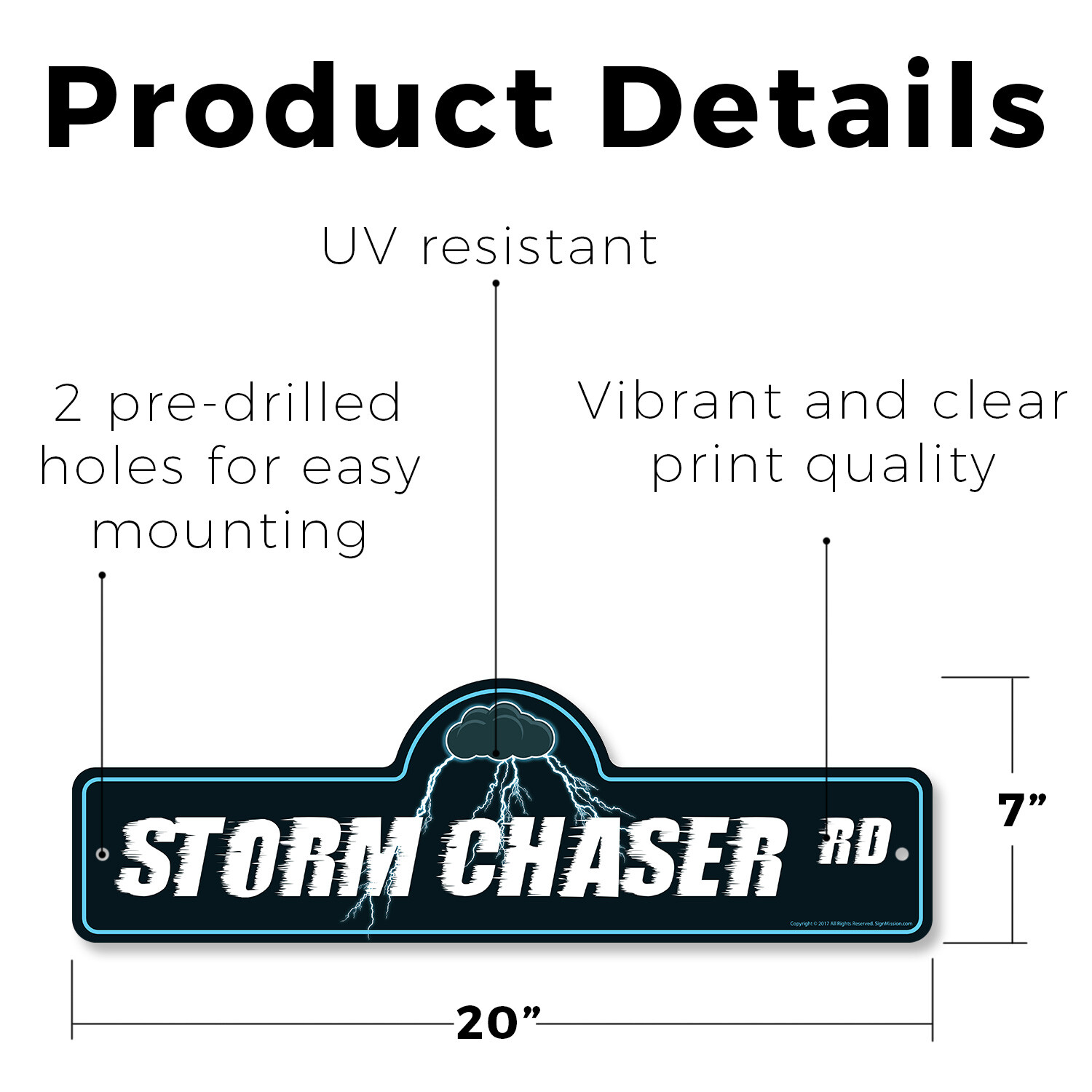 Storm Chaser (3 Pack) Plastic Street Sign Crossing Warning Vintage Rustic Beware