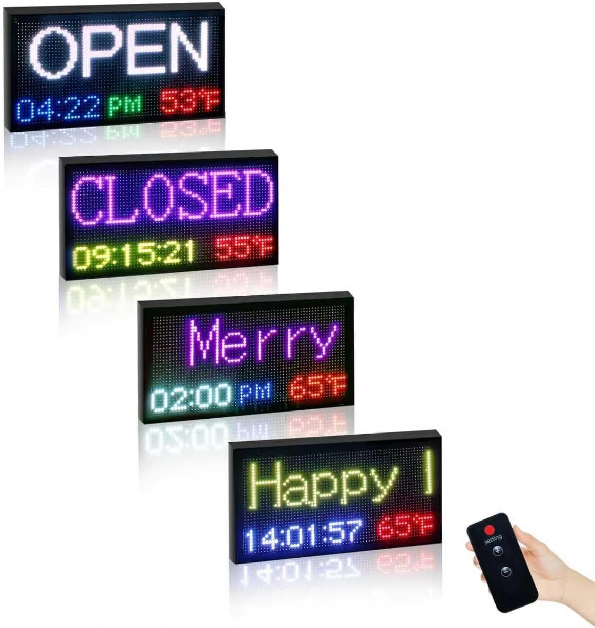 Waterproof LED Open Closed Sign 16.5×9 Outdoor Business Store Window Retailer