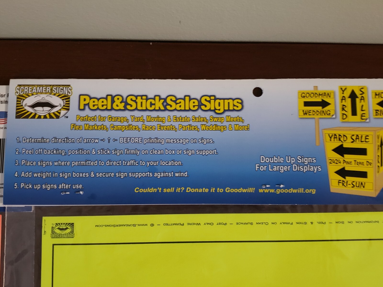 (Lot of 2) Peel & Stick Sale/Event Signs; 6 per pack; Orange/Yellow-New!