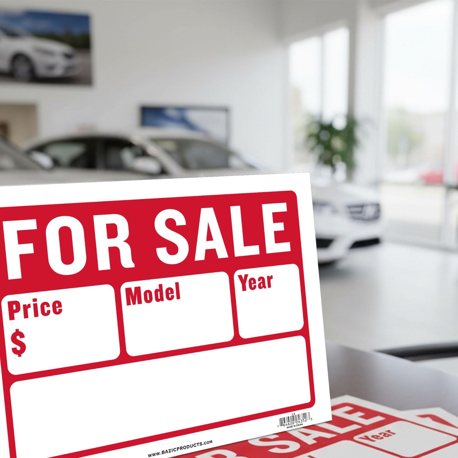12×16 For Sale Sign – Auto Sales, Cars & Trucks, 2-Line Model Year & Phone, 24-P