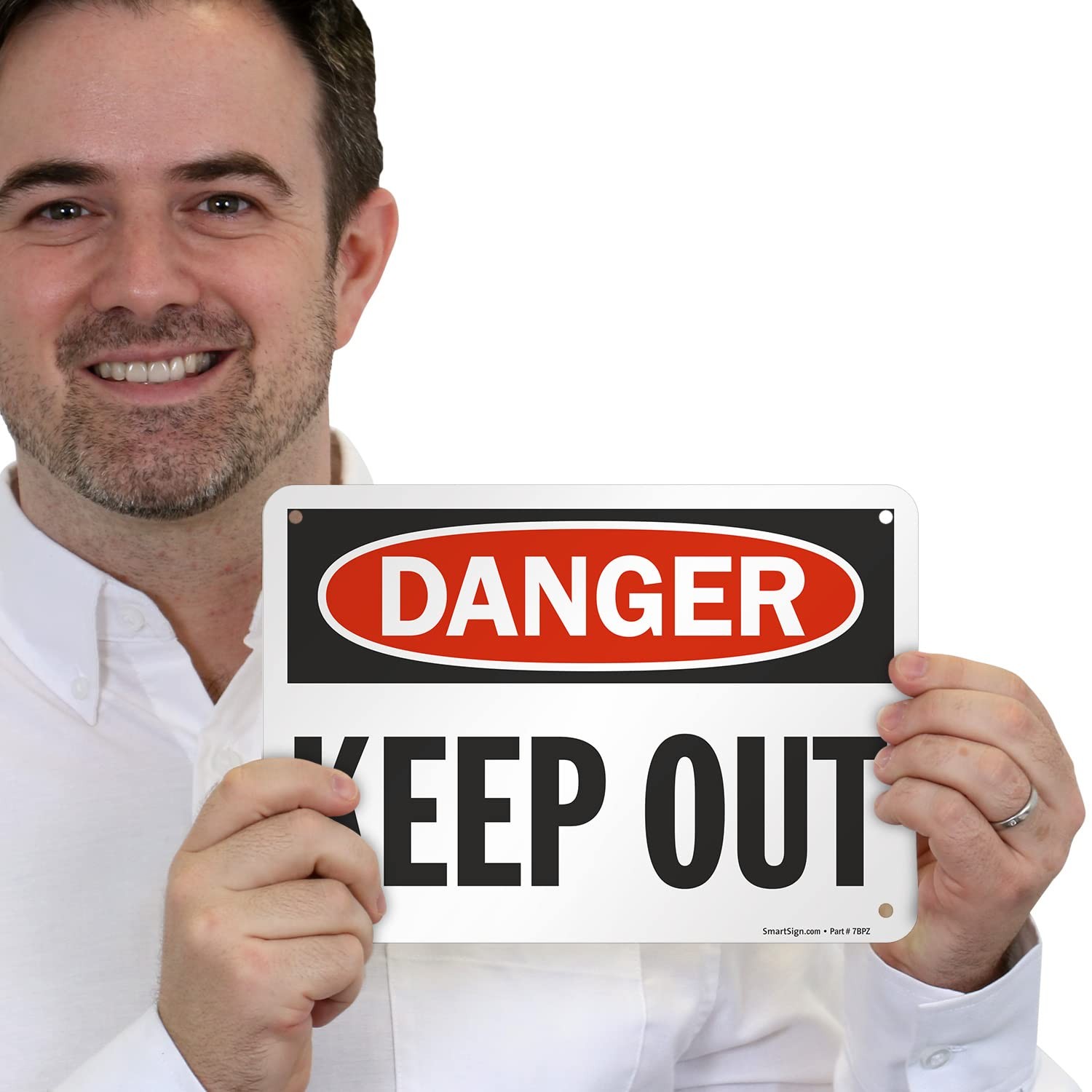 Danger Keep Out Sign, 7 x 10 Inch, Aluminum, Red, Black, White, Safety, Warning