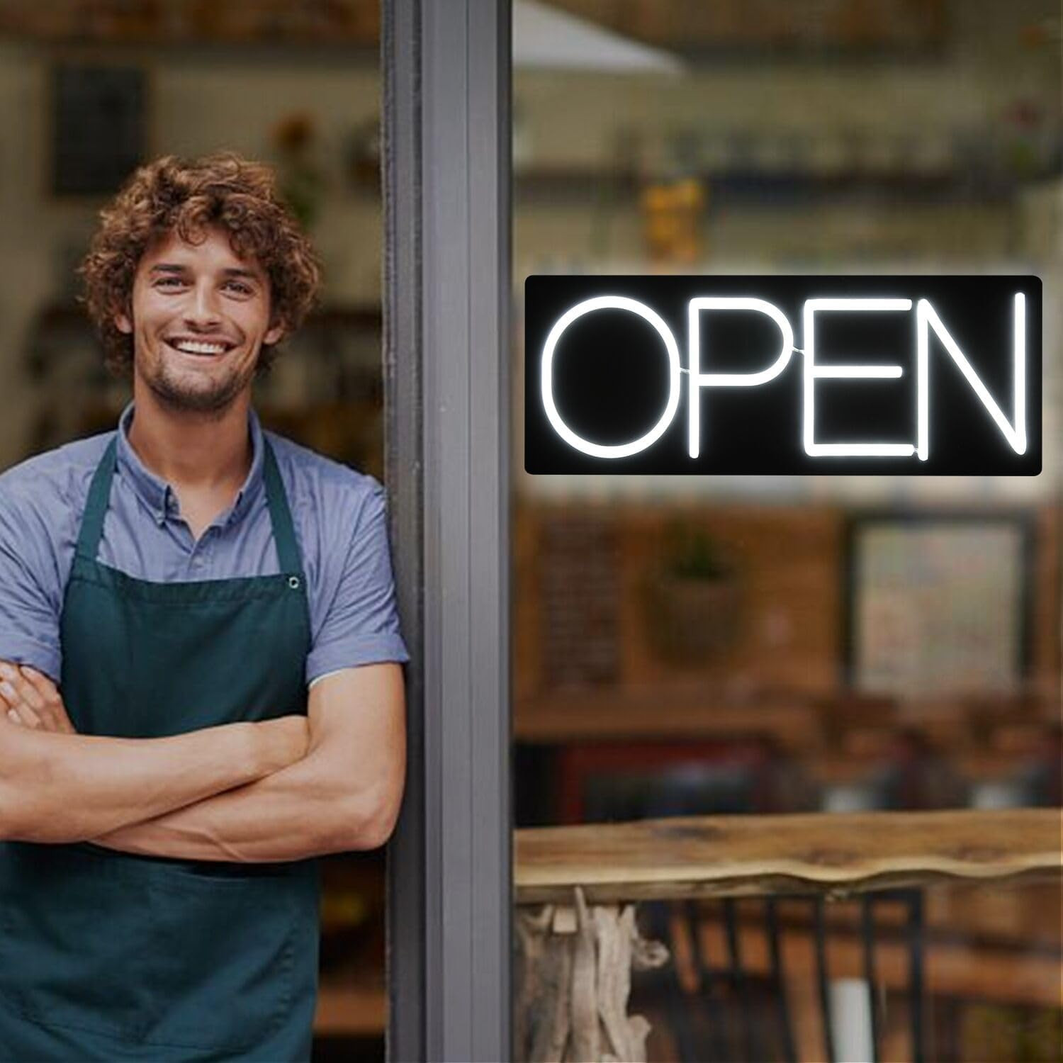 Open Signs for Business 12V/2A Ultra Bright LED Neon Open Sign 22 Inch Lighted O