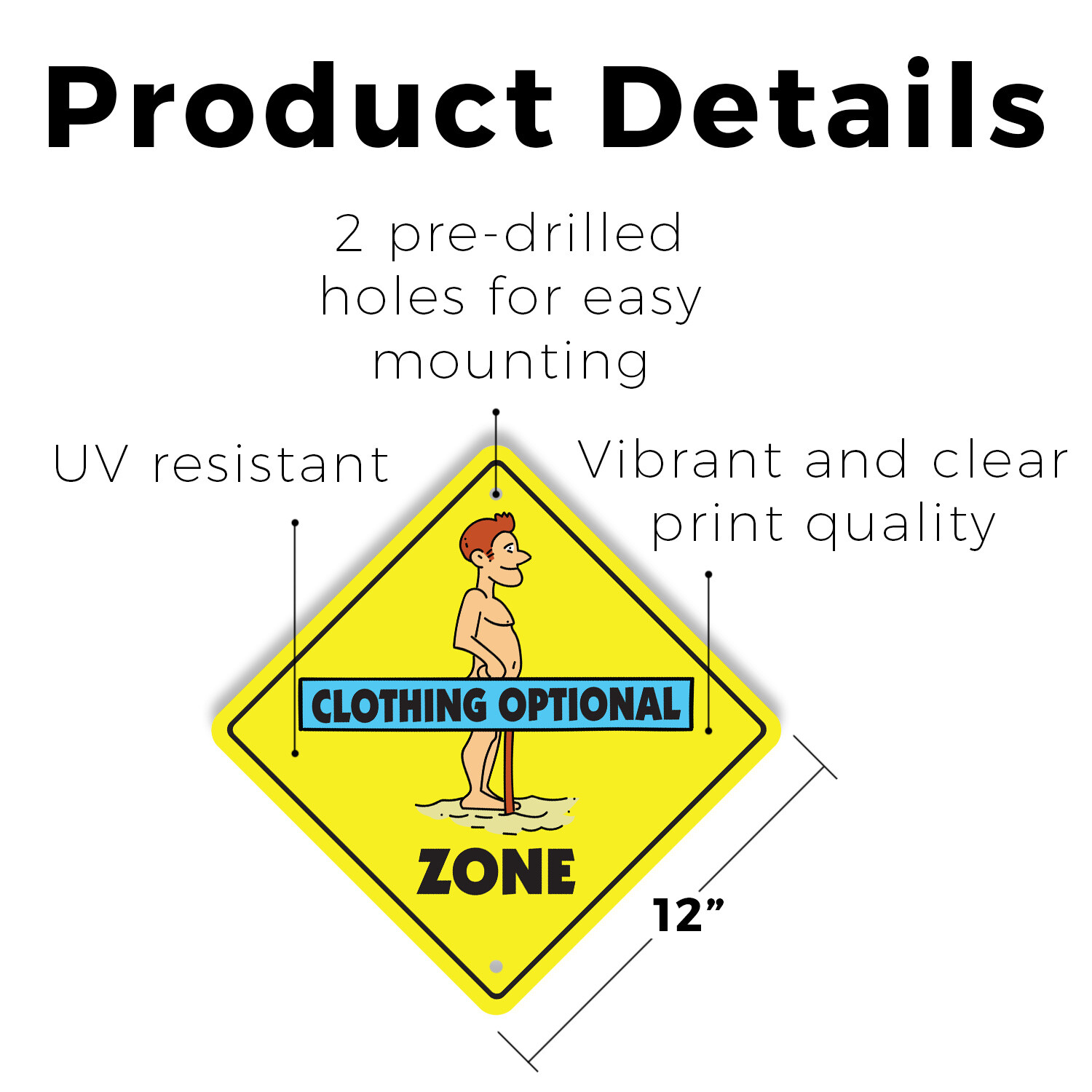 Clothing Optional (3 Pack) Plastic Street Sign Crossing Warning Vintage Rustic