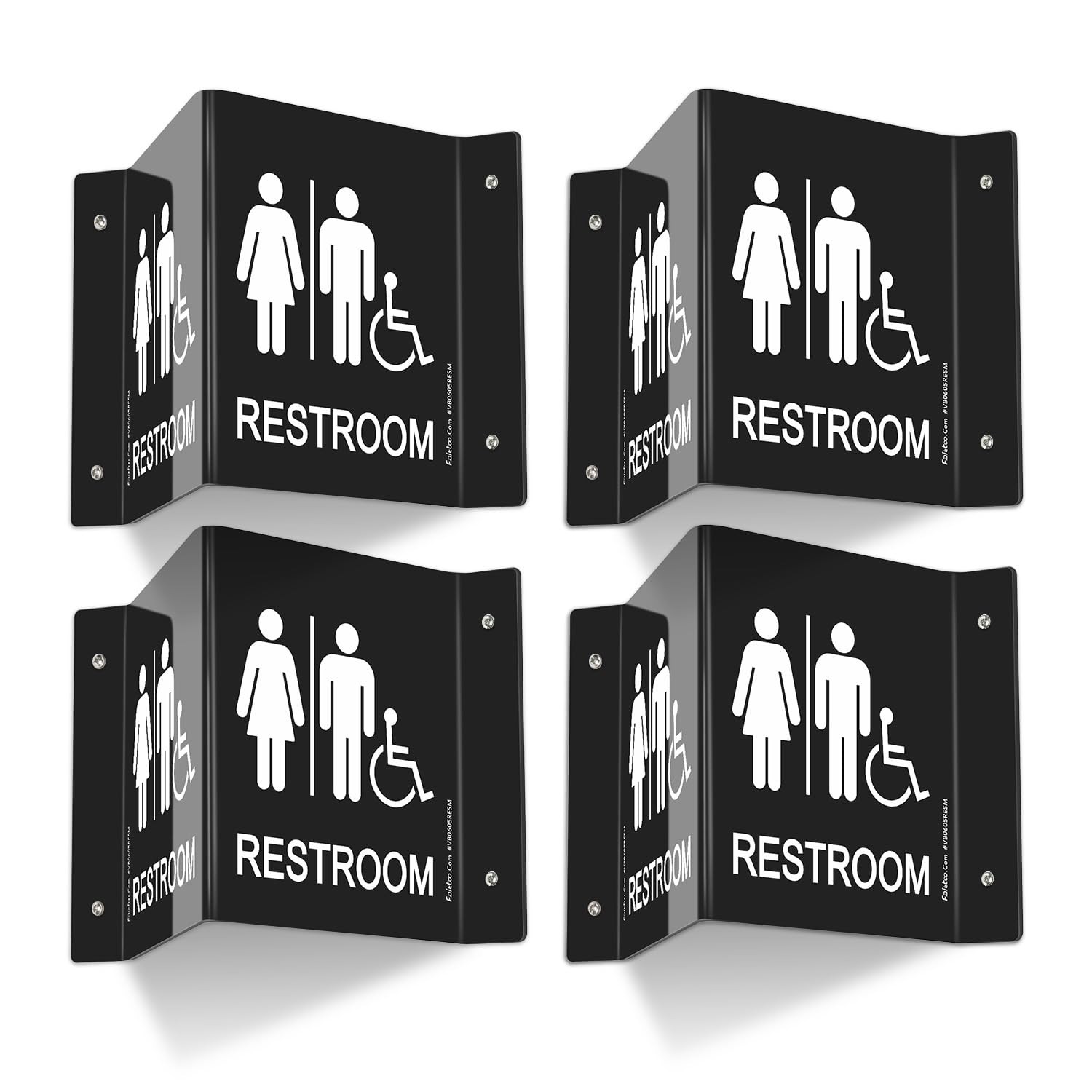 Restroom Sign, Bathroom Signs, (4 Pack) 6 x 8 Inches Acrylic Sign, for Office…