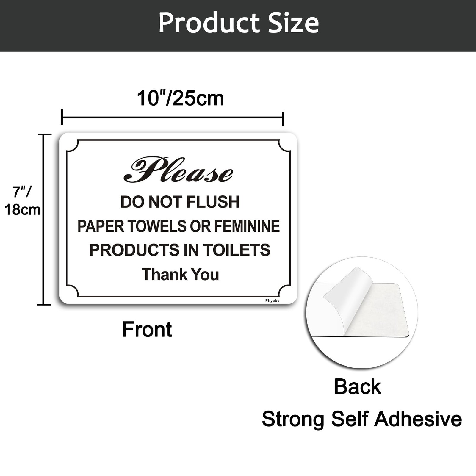 10×7 Inch Do Not Flush Paper Towels Feminine Products Acrylic Sign White