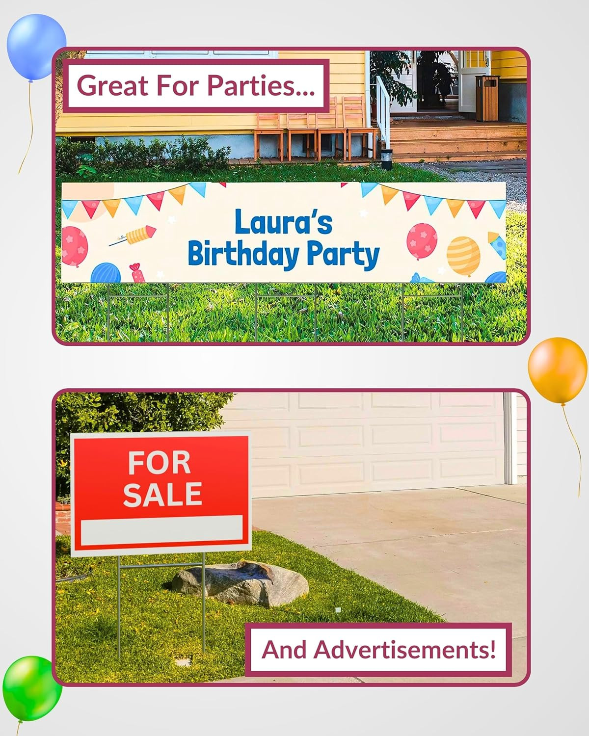 4 Pack 18 X 12 White Blank Yard Signs with Metal Stakes, Waterproof Corrugated P