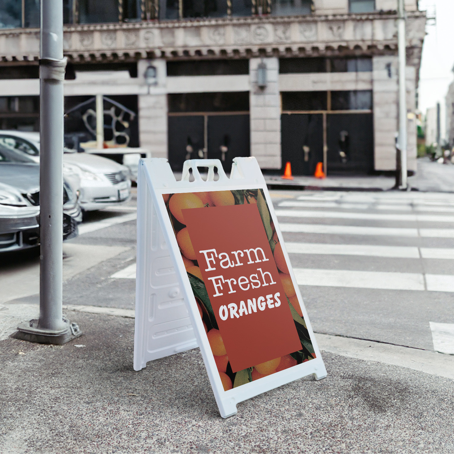 Farm Fresh Oranges Heavy Duty A-Frame Sidewalk Sign Juicy Citrus Locally Grown