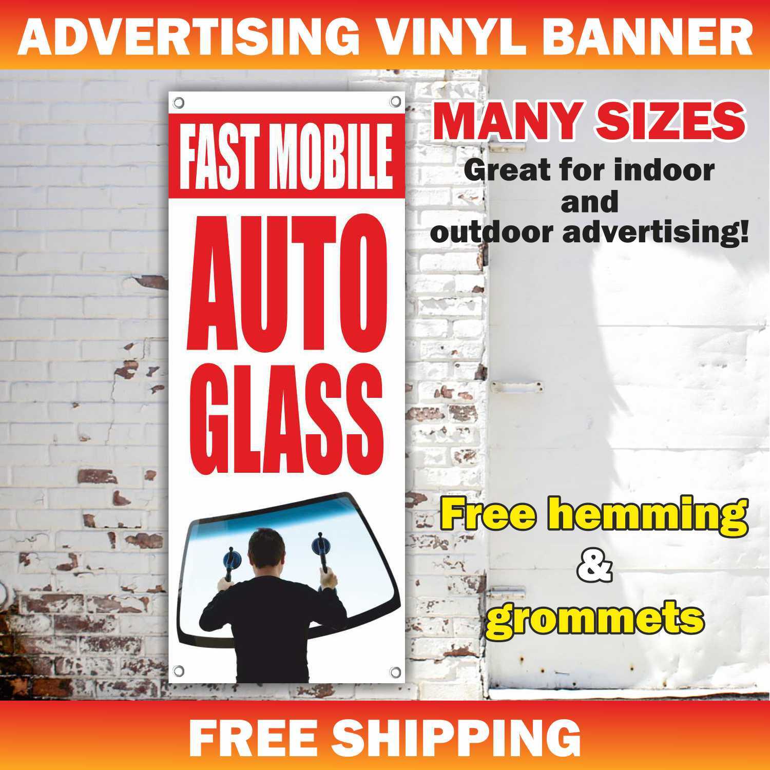 Auto Glass Advertising Banner Vinyl Mesh Sign car ас service shop windshield