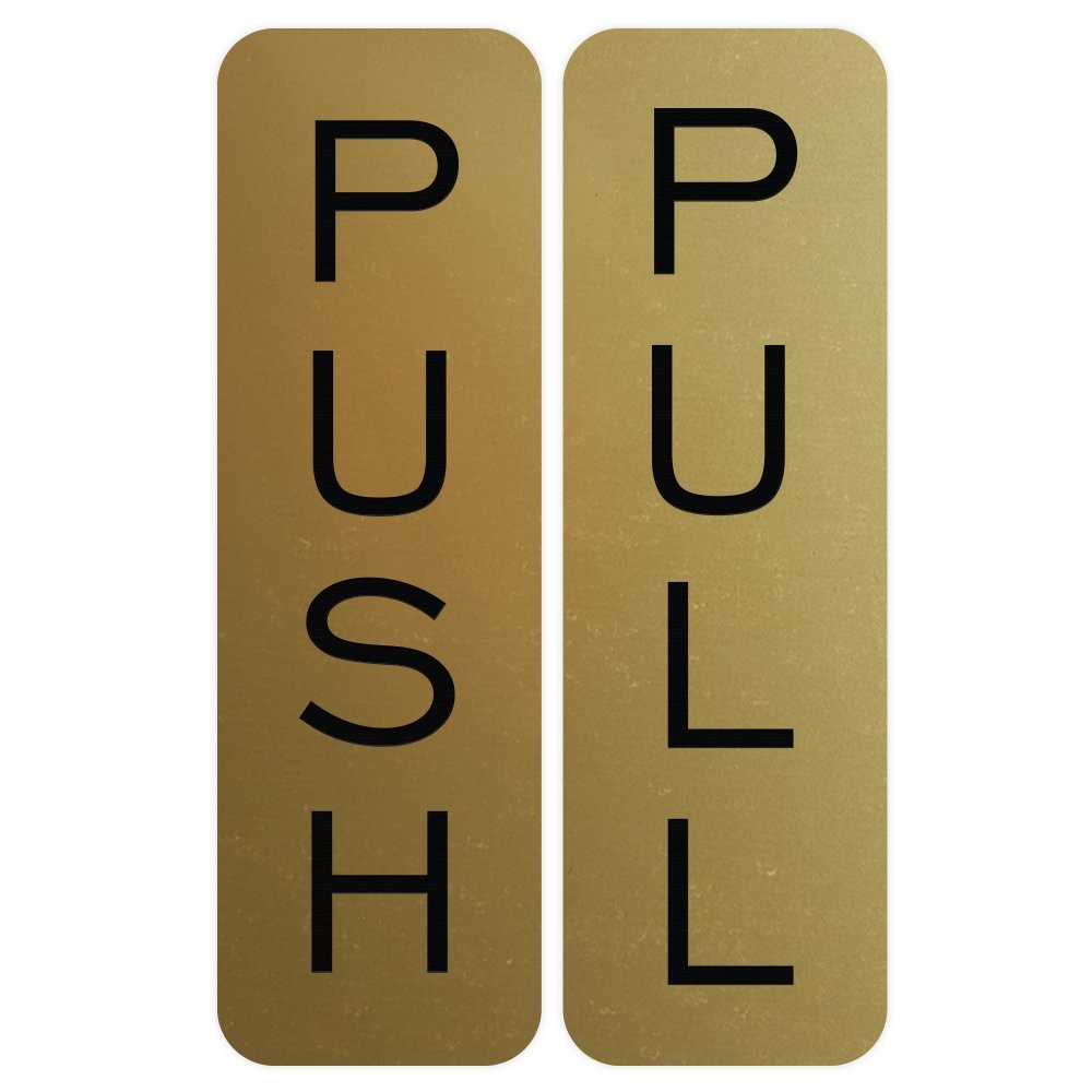 1 PCS Basic Vertical Push Pull Door Sign Brushed Gold Small Plaque Adhesive
