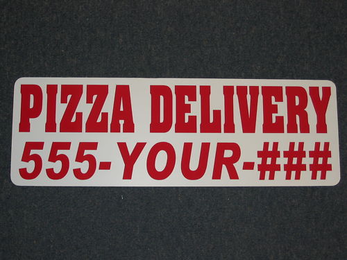Custom PIZZA DELIVERY Magnetic Signs for Car Truck SUV6″x18″ Phone or Web site