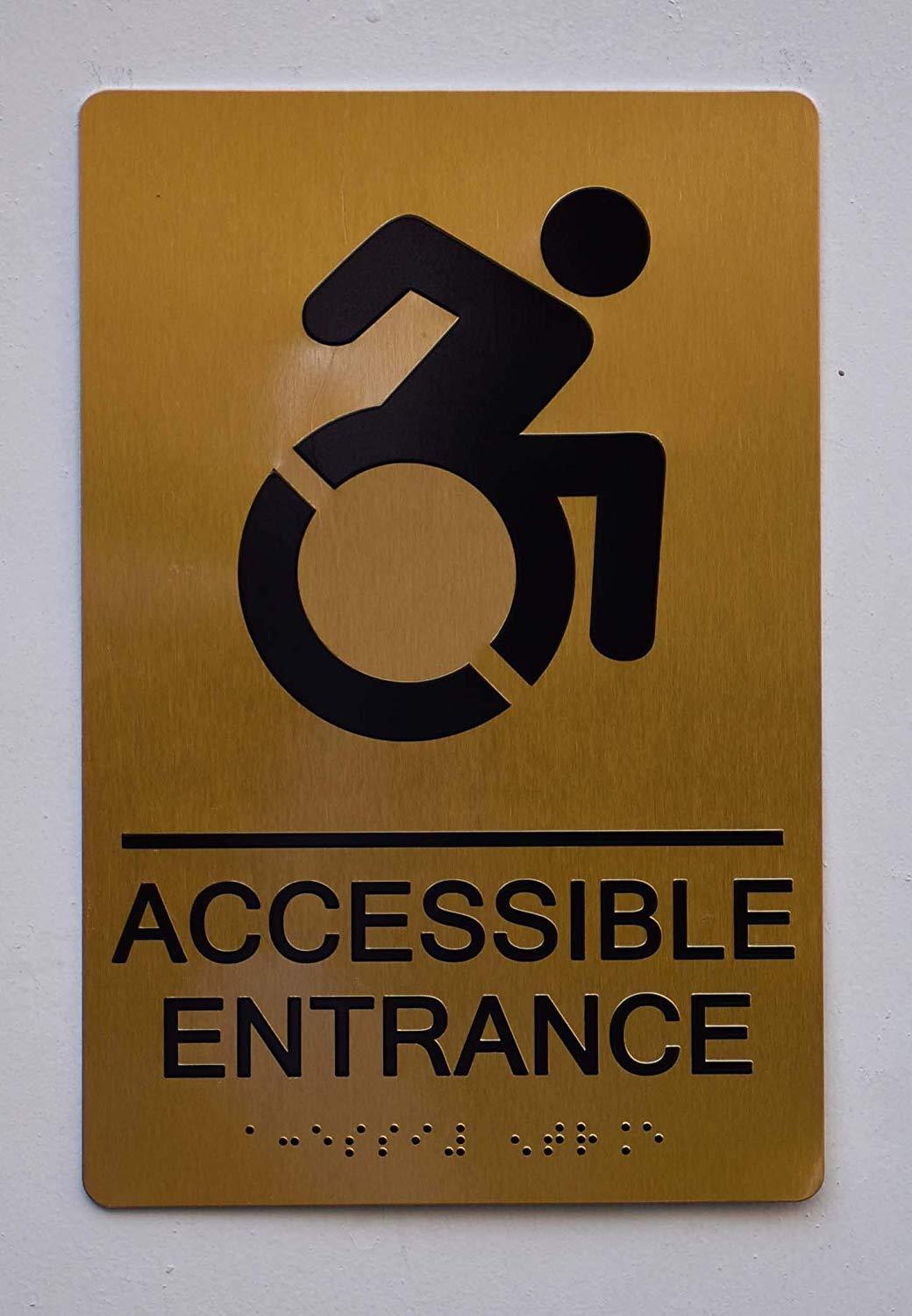 ACCESSIBLE Entrance Sign – Gold(Aluminium, Gold/Black,Size 6X9)…REF24-1027
