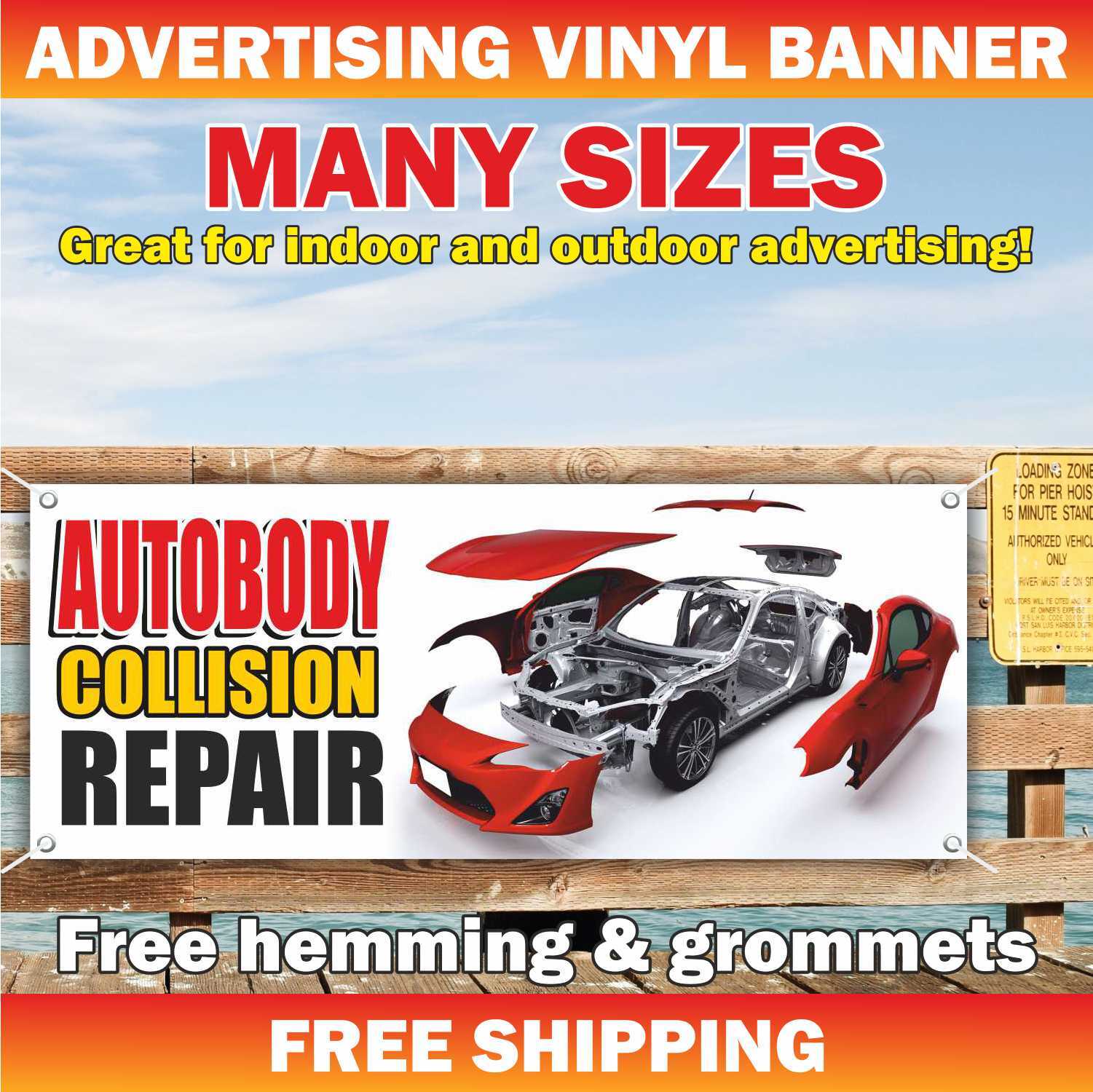 Autobody Collision Repair Advertising Banner Vinyl Mesh Sign car service shop