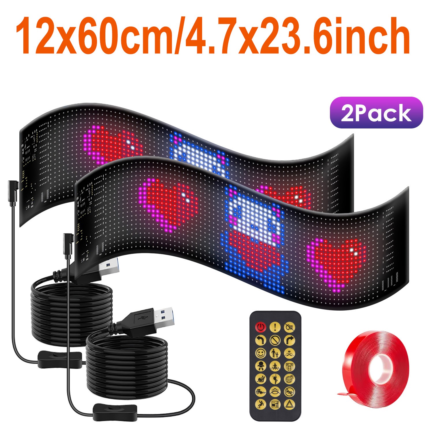 2PCS LED Sign Text Pattern Animation Programmable for Bar Shop Hotel Waterproof