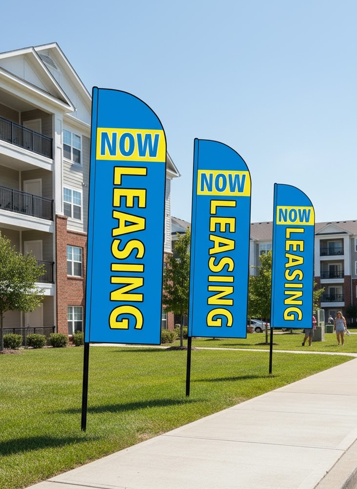 12FT Now Leasing Outdoor Advertising Feather Flags (Hardware Sold Separately)
