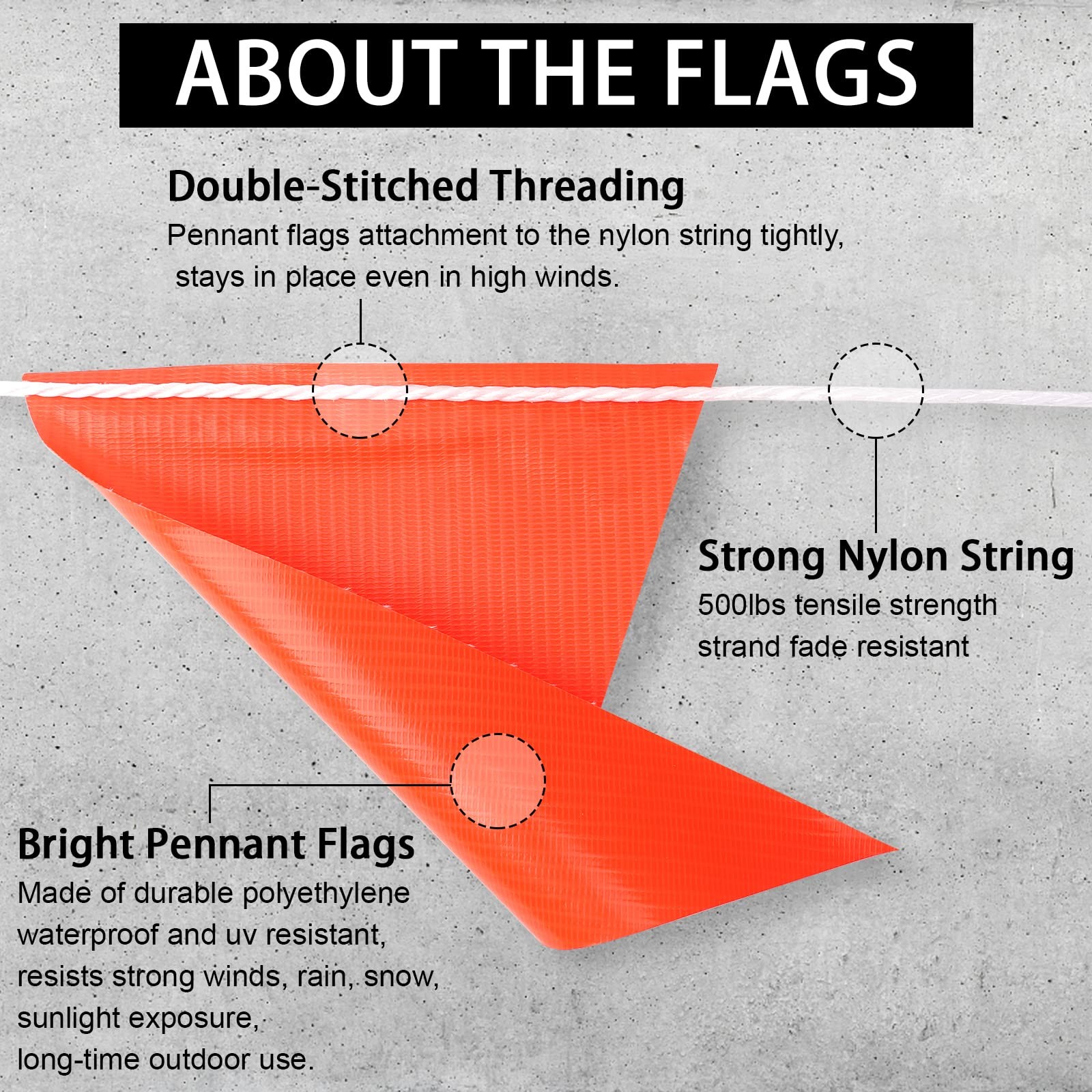 Pennant Safety Flags, Flagging Banner Warning Flags, Marking Flag on String for