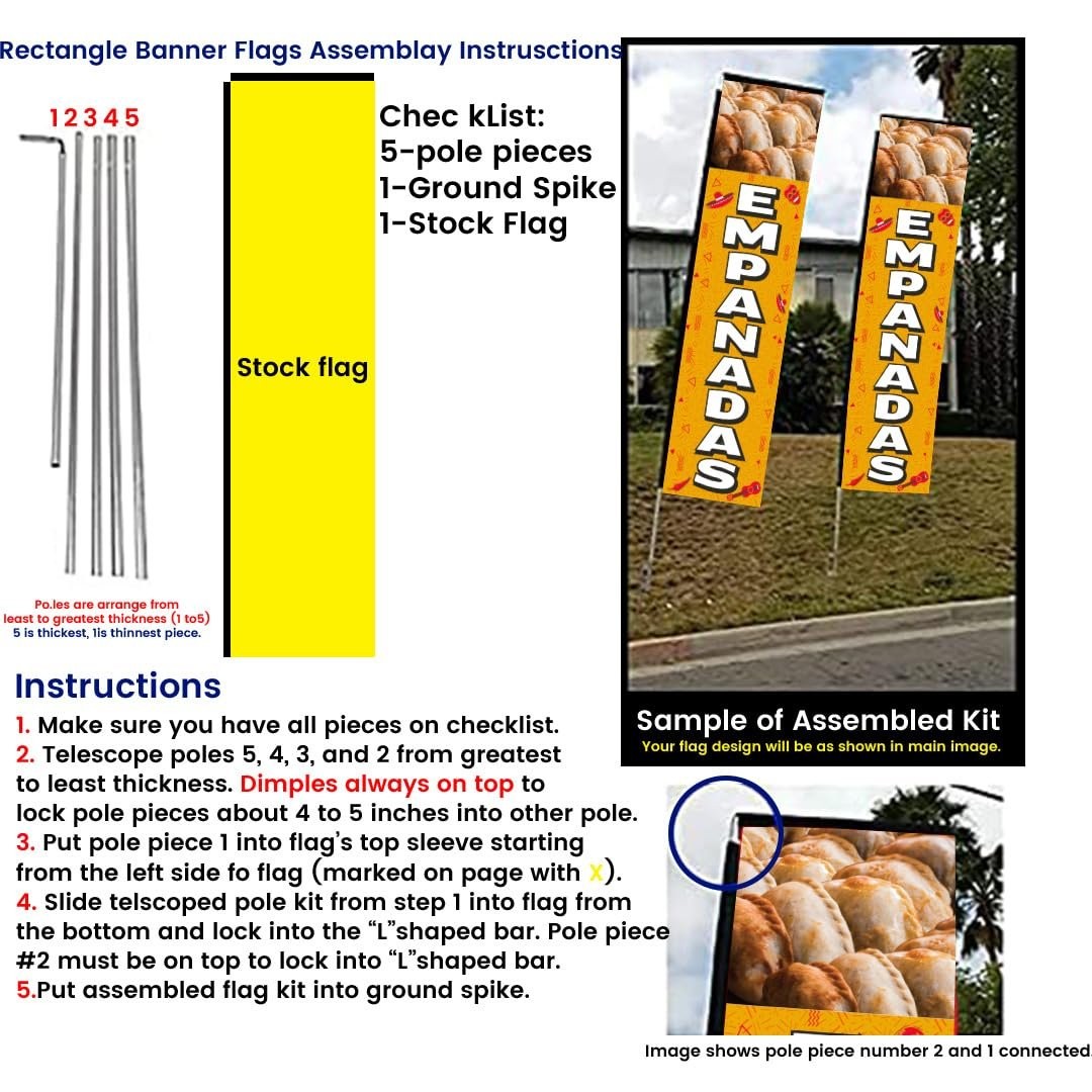 Empanadas Outdoor Swooper Rectangle Flag Banner for Resturants Advertising…