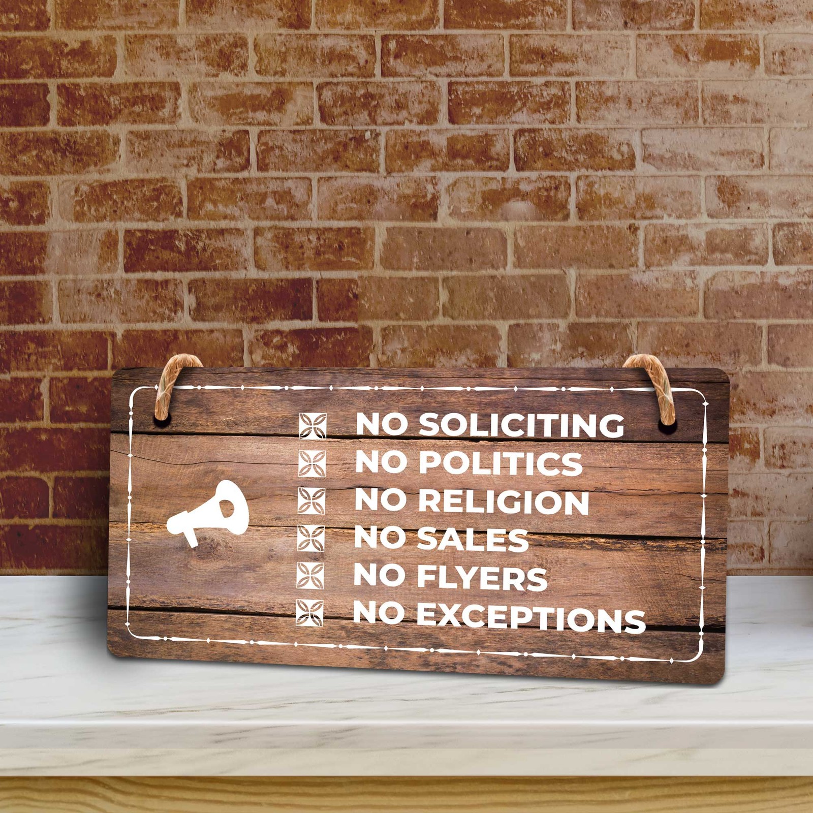 Sales & Solicitation | Rustic Oak Wood 5 x 10″ Hanging Signs