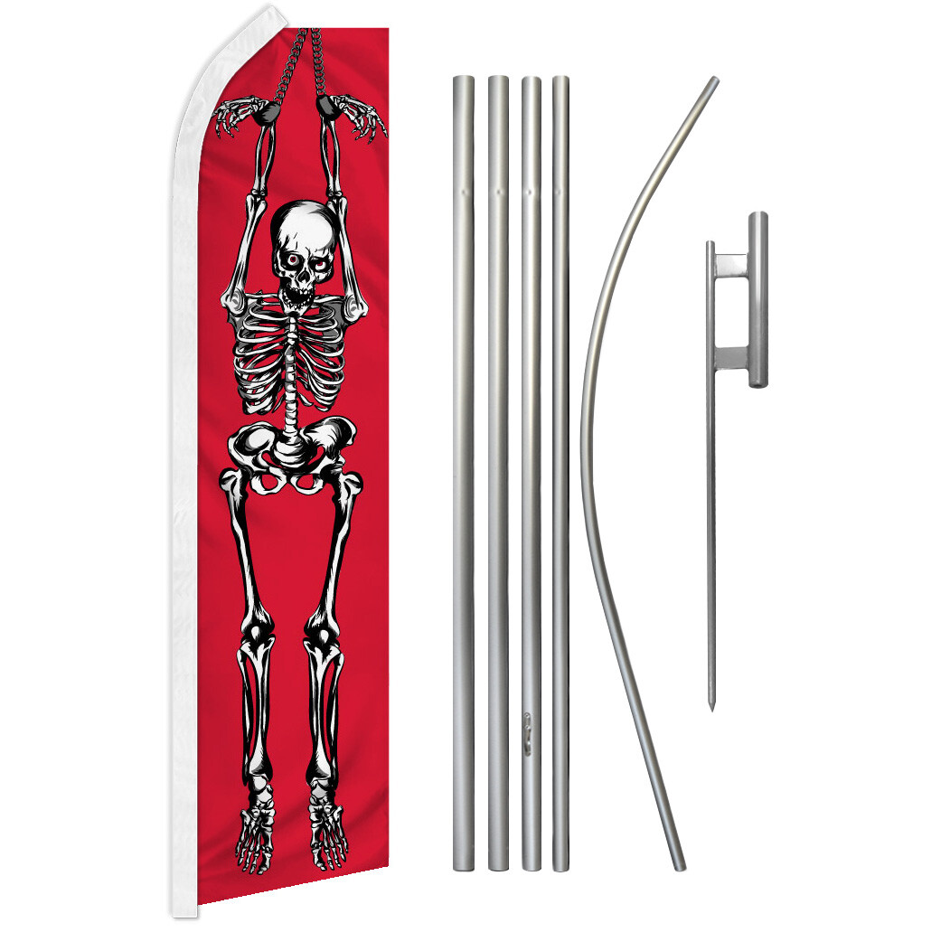 Dungeon Skeleton Swooper Flutter Feather Advertising Flag Kit Halloween Store