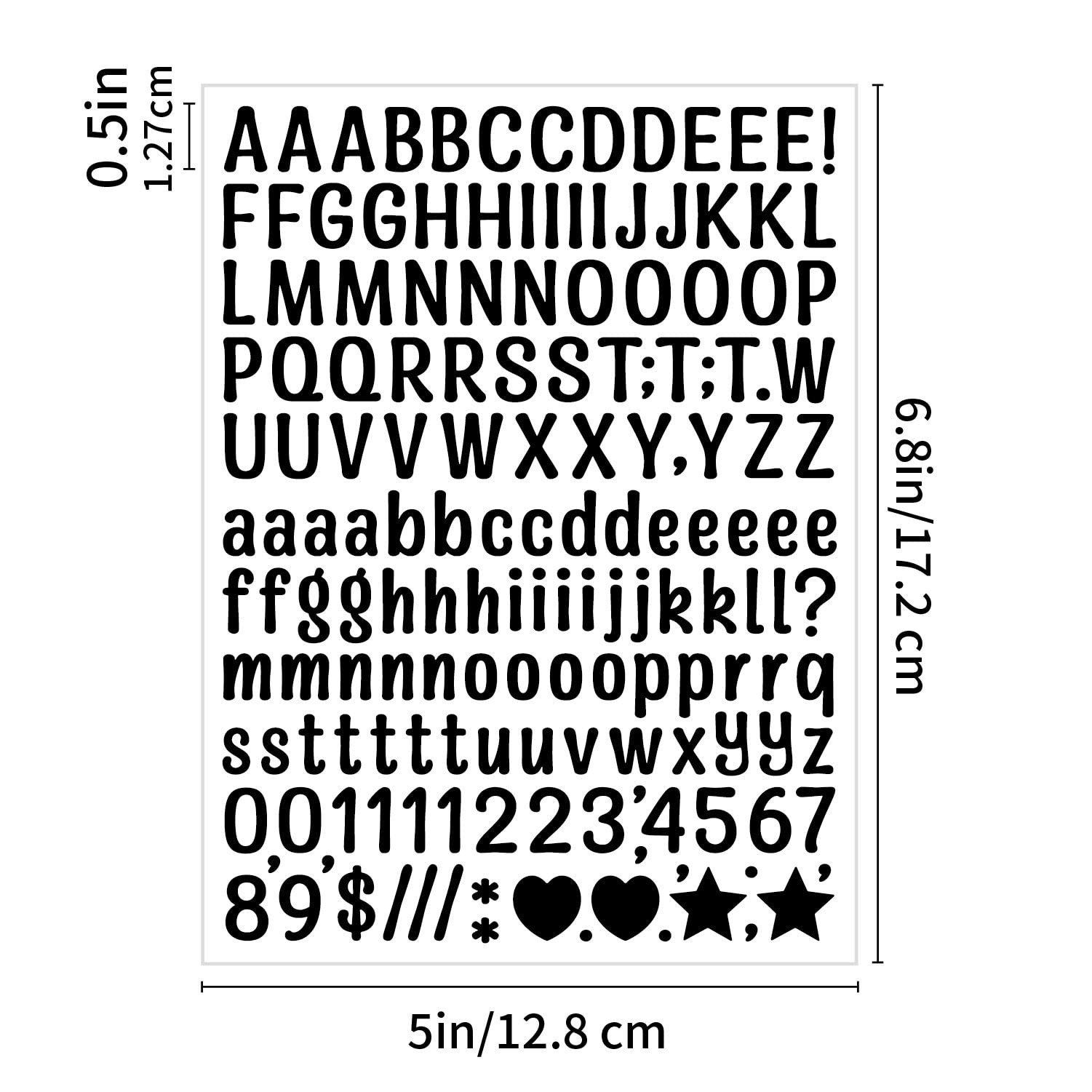 12 Sheet Cute Alphabet Number Stickers, 0.5 Inch Small Letter Decals with Sym…