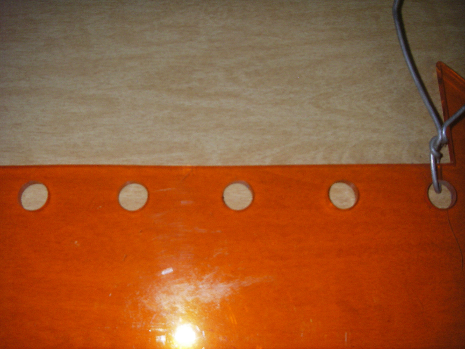 LARGE ACRYLIC ORANGE ARROW HANGING SIGN PREOWNED