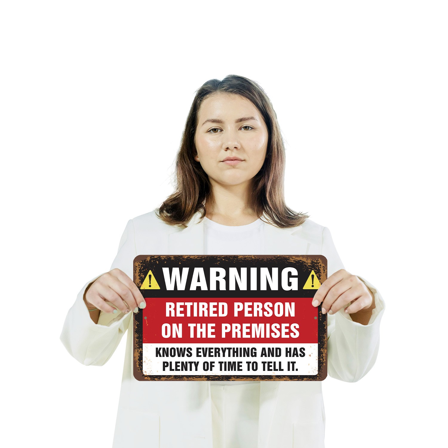 Warning Retired Person on Premises Novelty Sign Fun Gift Durable Weatherproof