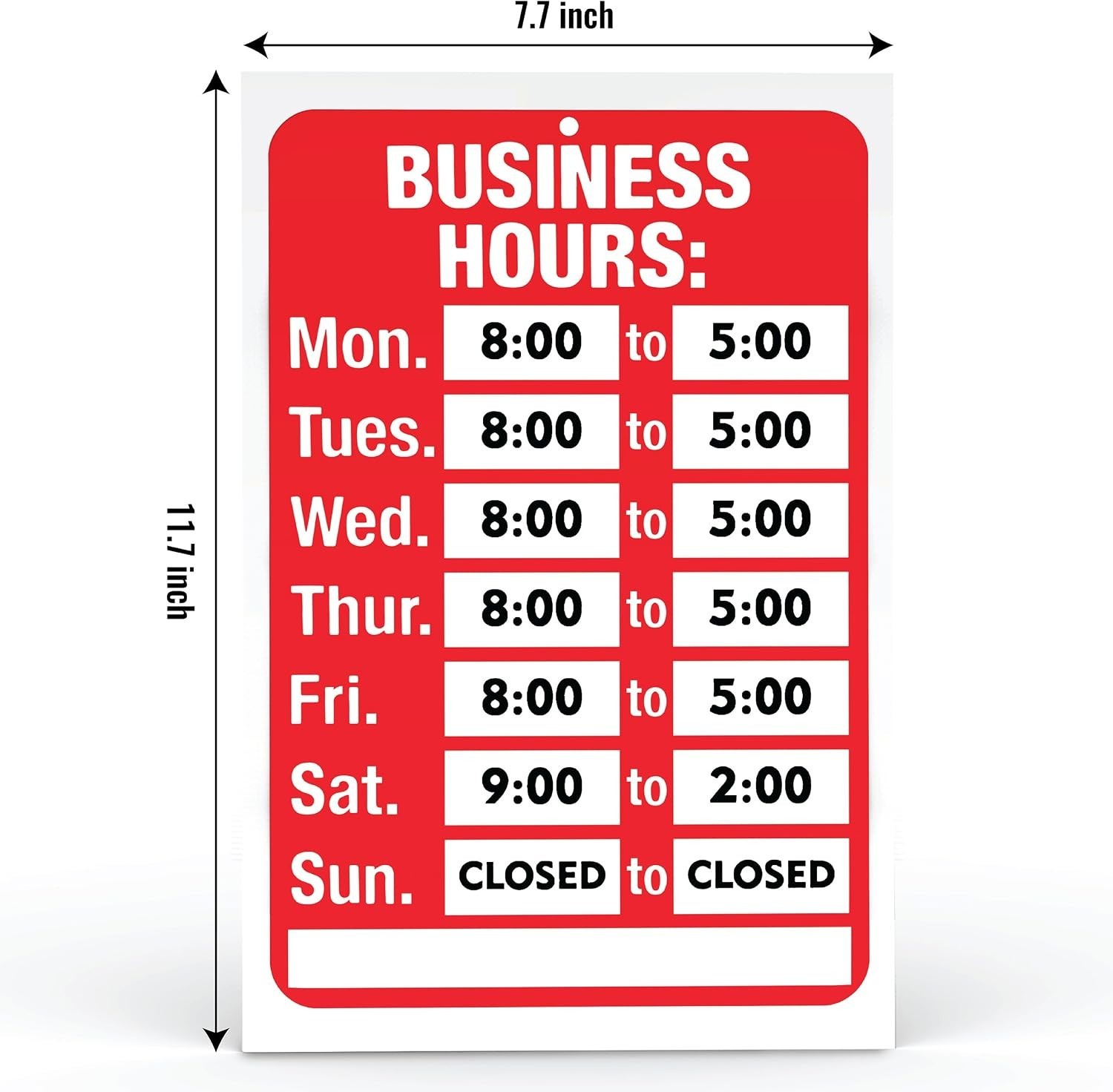 Window-Mount Business Hours Sign – 2 Pack, Custom Stickers Included, Easy Setup