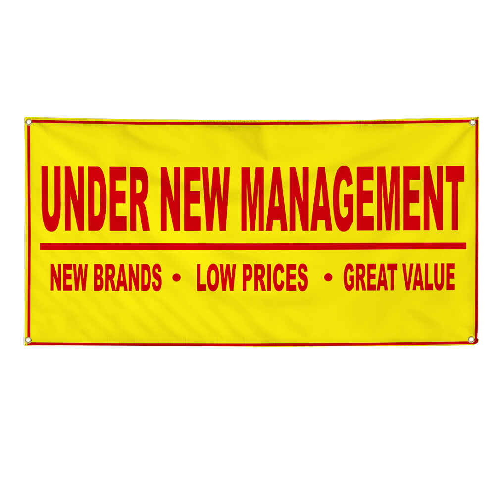 Vinyl Banner Multiple Sizes Under New Management Yellow Business Business
