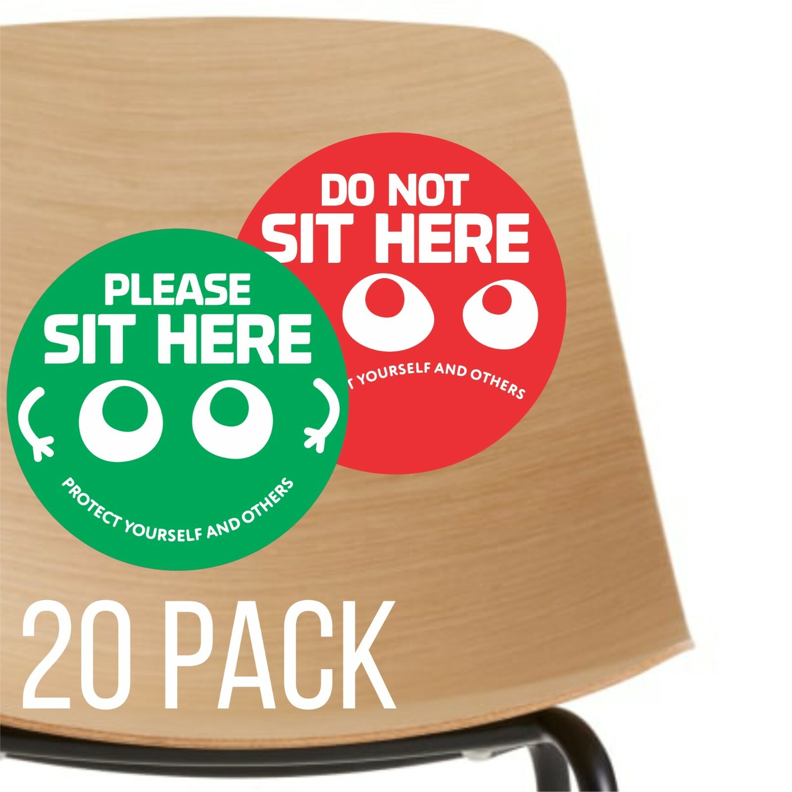 Sit Here Social Distancing Chair Seat Sticker 20 Pack School Theater Vinyl