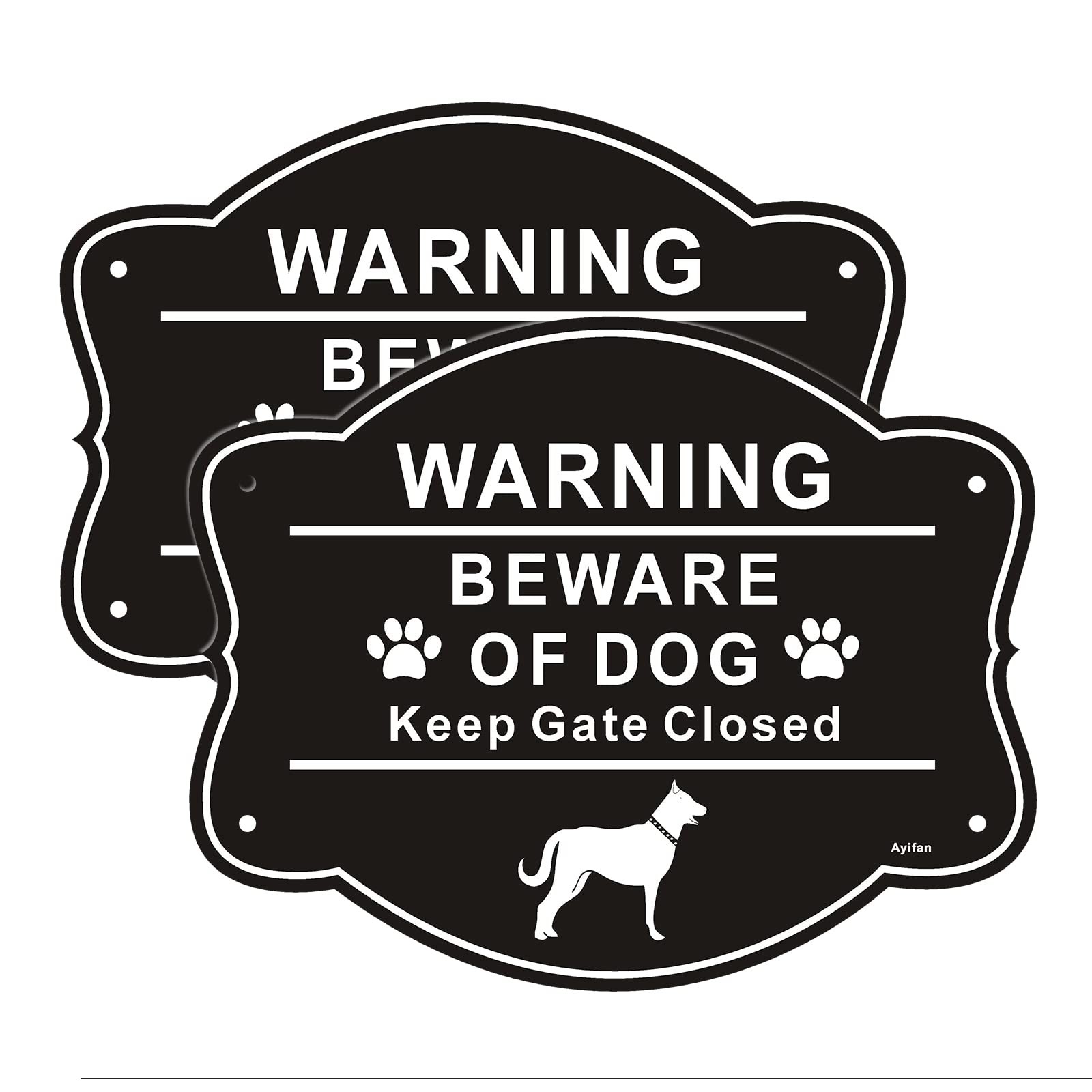 2 Pack Beware of Dog Signs for Fence,10 x 8 Inch Rust Free Aluminum Metal Yar…