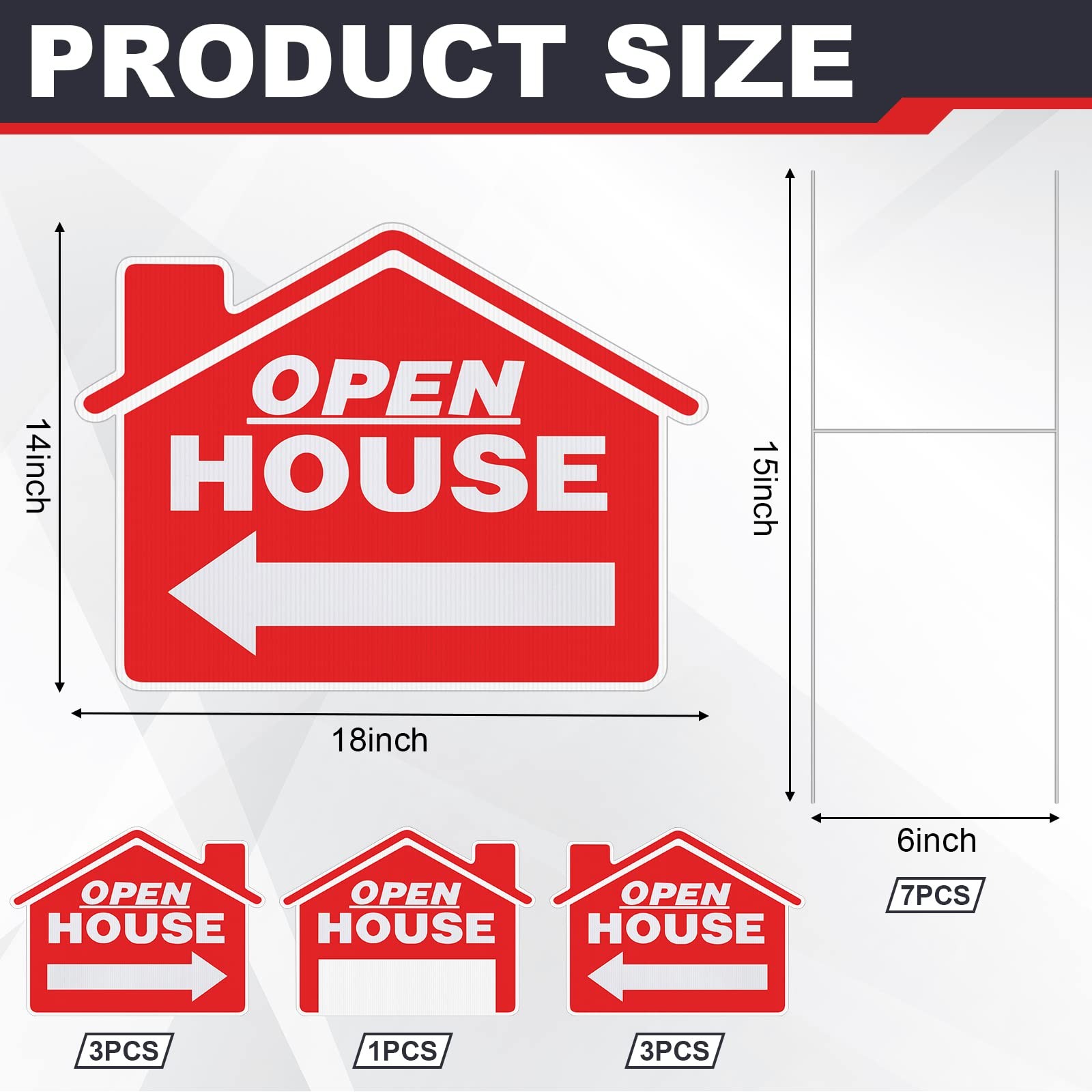 Pinkunn 7 Packs Open House Signs for Real Estate, 18 x 14 Inch Double-sided P…