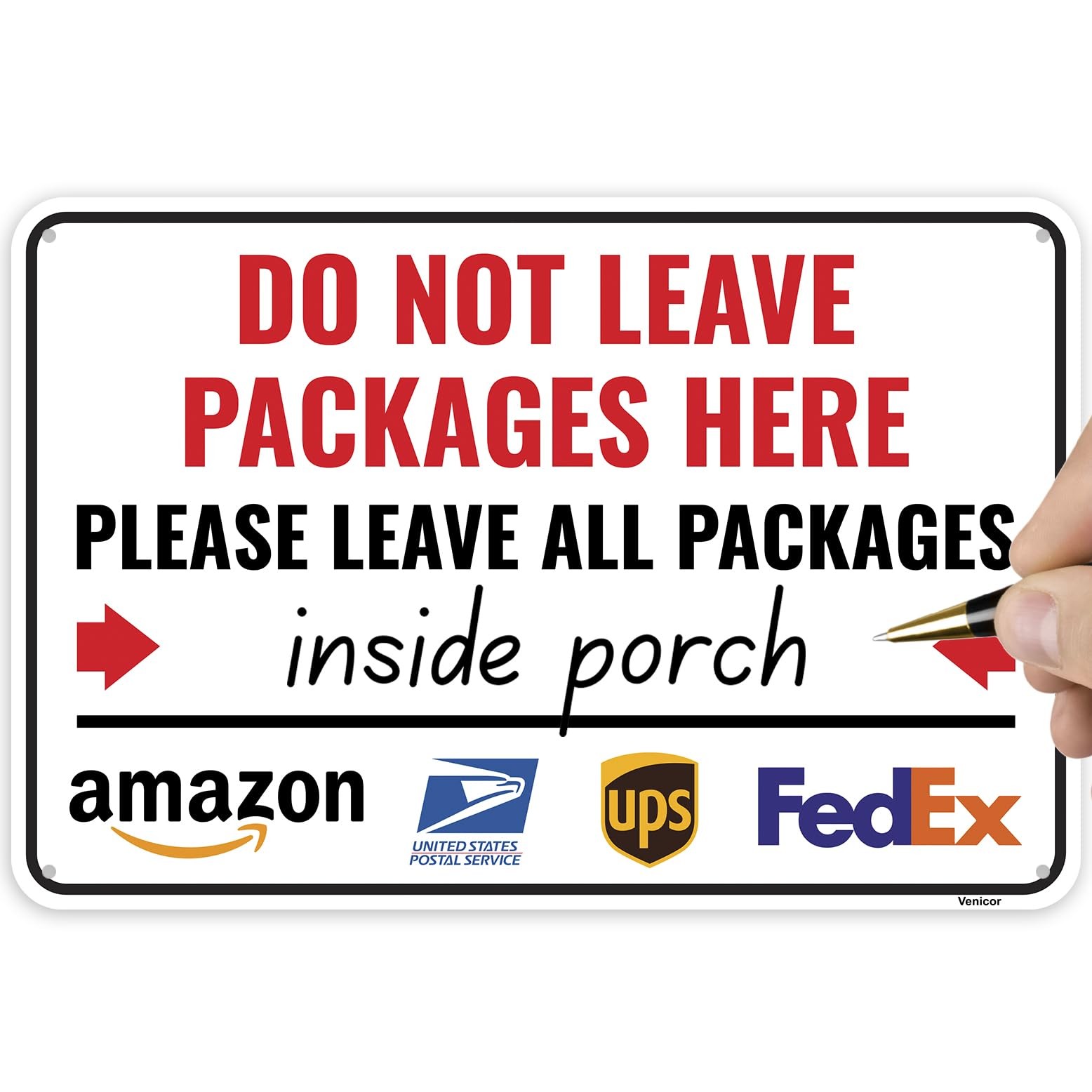 1PC Do Not Leave Packages Here Sign, 12 x 8 Inches Aluminum No Deliveries A…