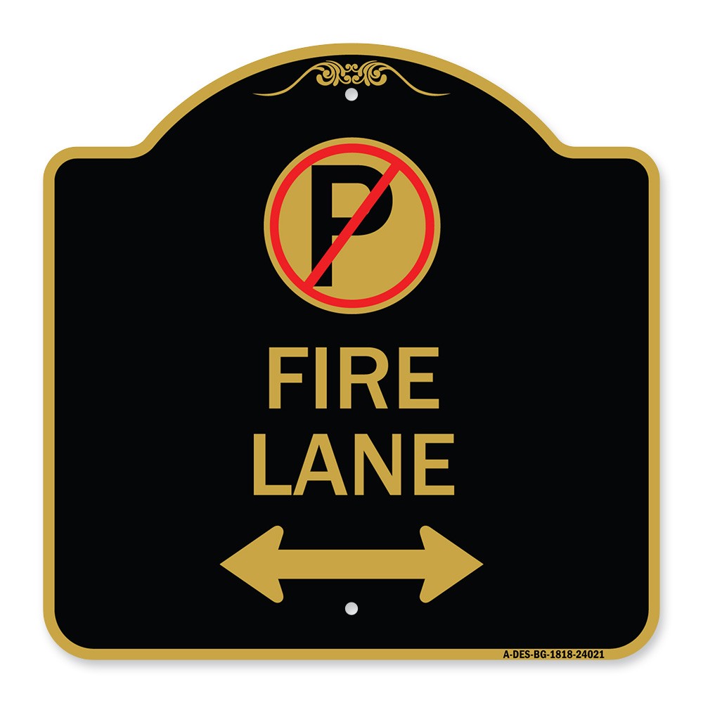 Designer Series Fire Lane (No Parking Symbol and Arrow Pointing Left and Right)