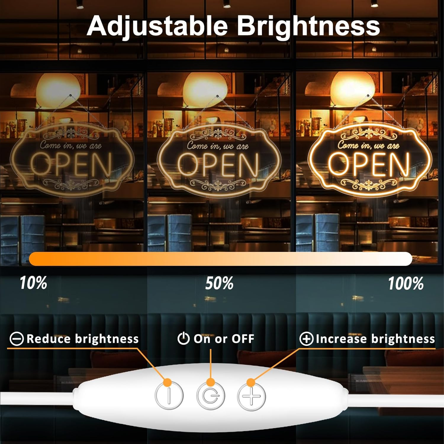 LED Neon Open Sign – Adjustable Brightness for Business & Party Decor