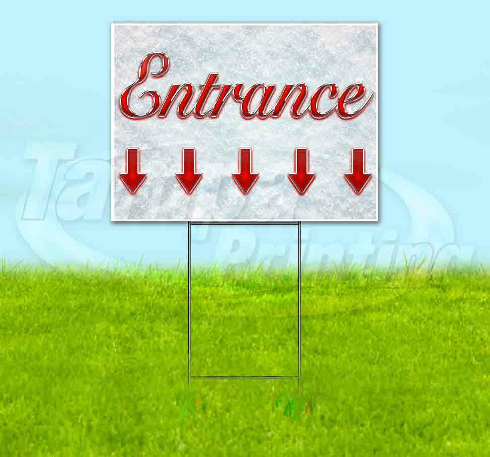 ENTRANCE DOWN ARROW Yard Sign Corrugated Plastic Bandit Lawn Decorations USA