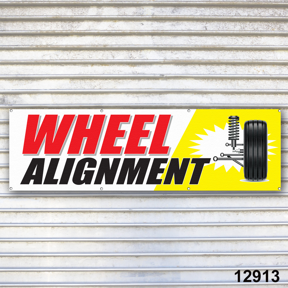 Wheel Alignment Banner Sign Auto Repair Tire Dealer Service Bay