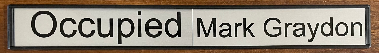 Office Door Sign Gloss Black – Sliding In/Out 300mm x 38mm