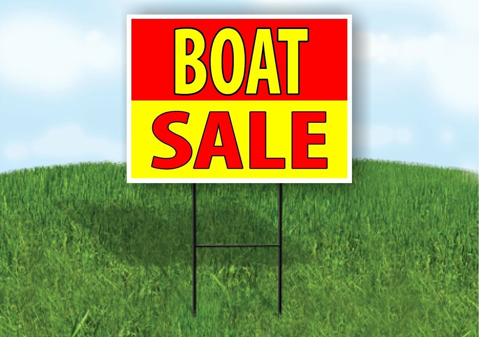 BOAT SALE RED YELLOW Plastic Yard Sign ROAD SIGN with Stand