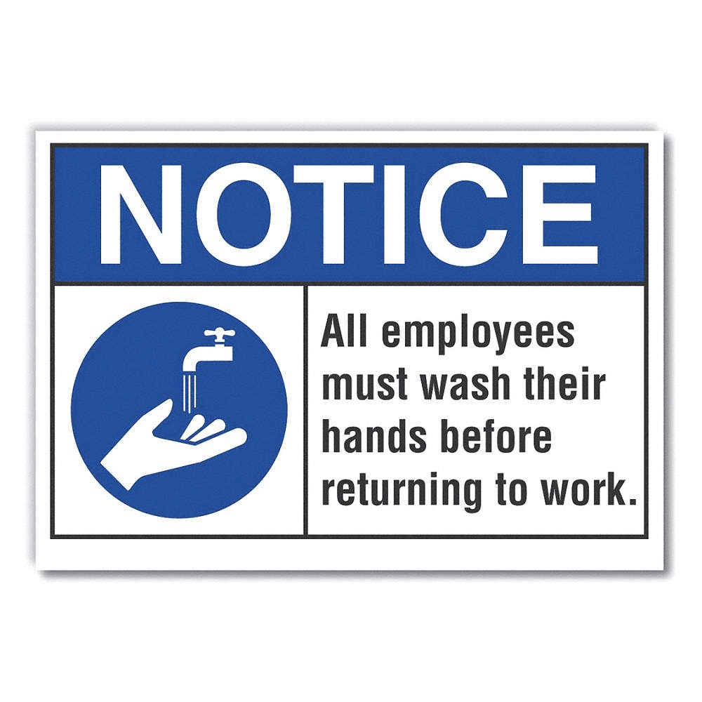 LYLE LCU5-0002-RD_10X7 Wash Hands Notice Rflctive Label,7x10in 64MK34