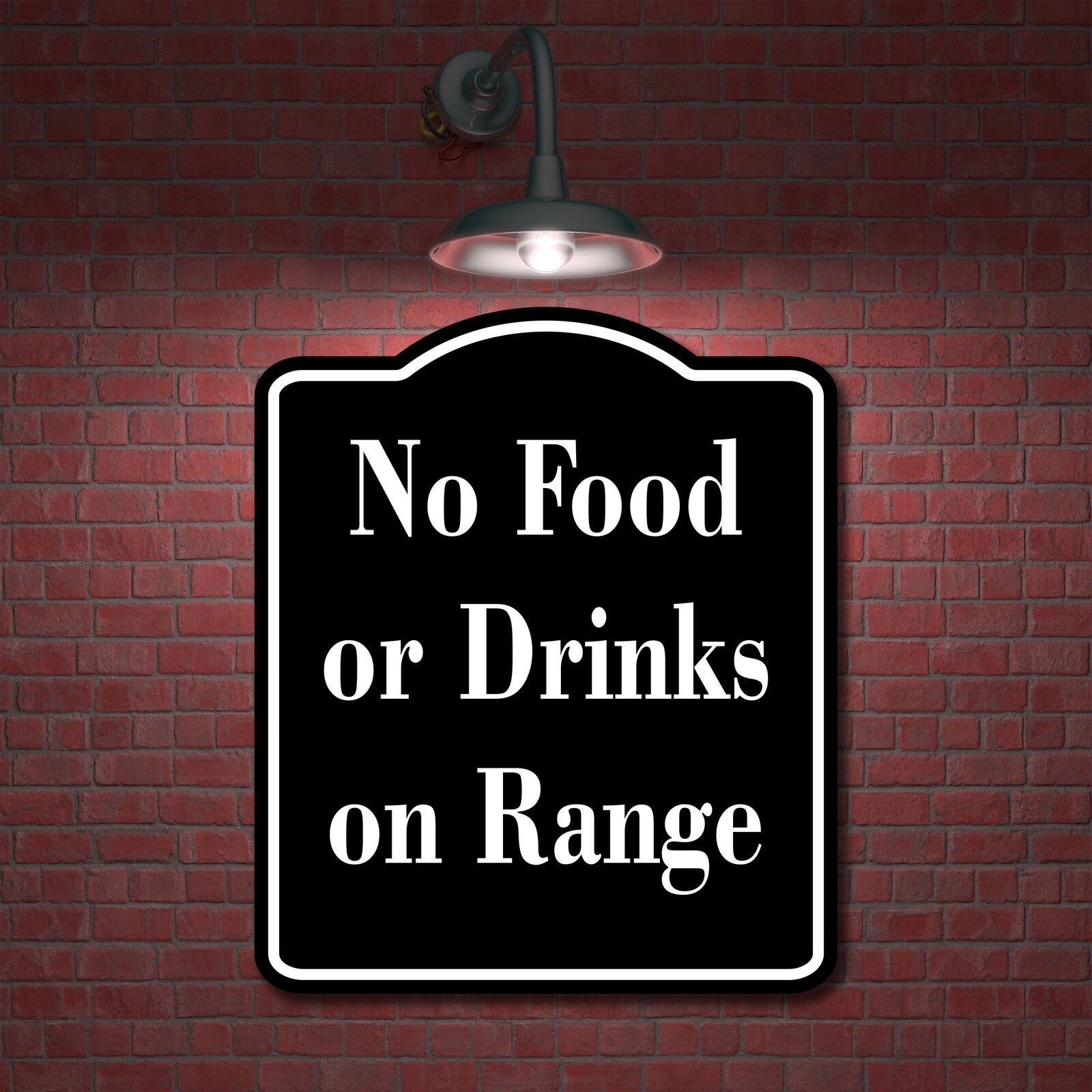 No Food or Drinks on Range Gun Shooting Archery BLACK Aluminum Composite Sign