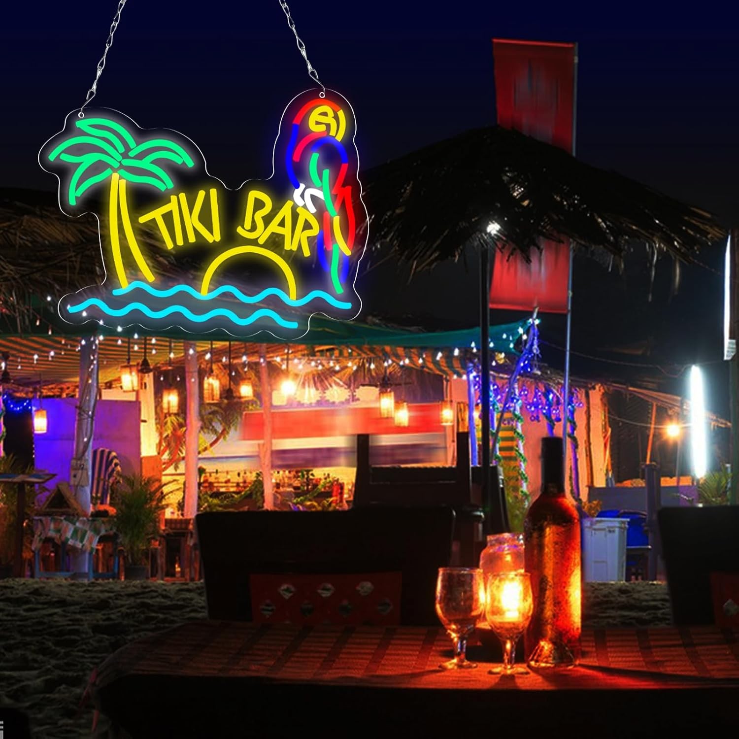 LED Neon Tiki Bar Signs Dimmable Beach Theme Wall Decor Hawaii Pool Bar Party Gi