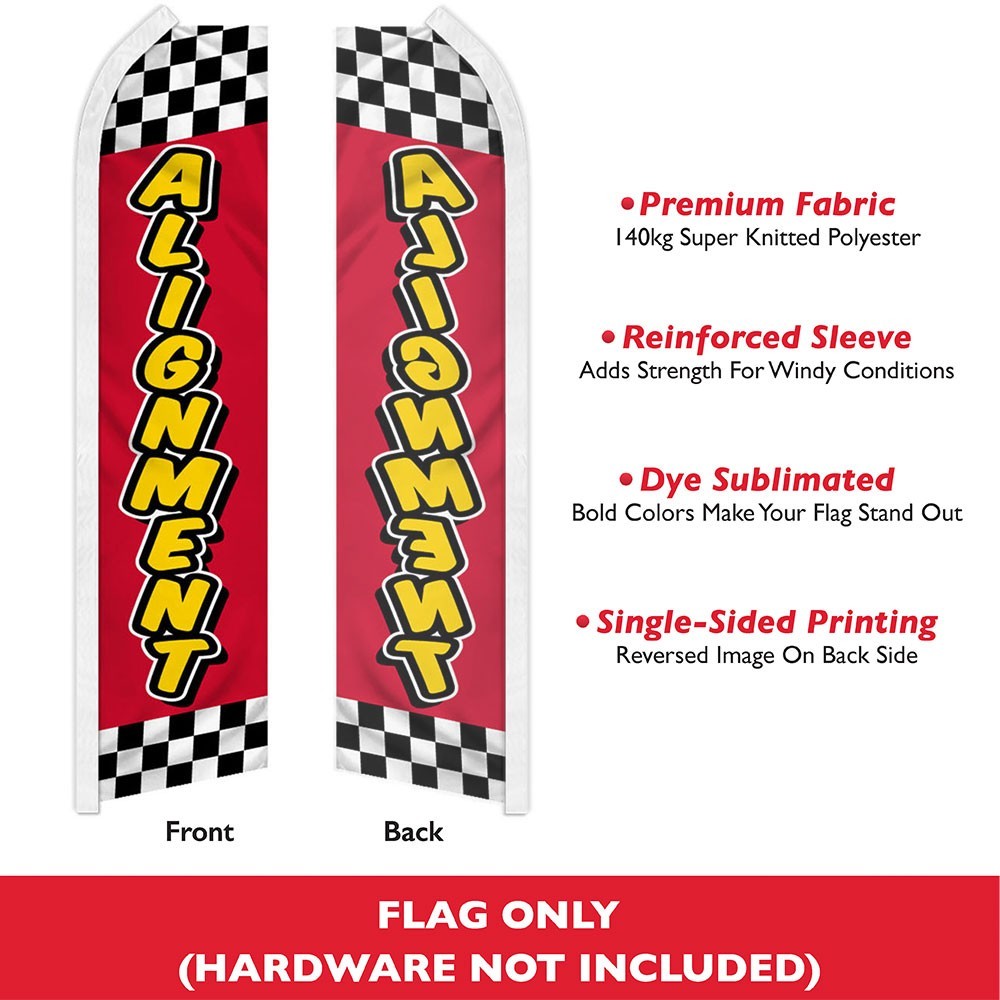 Alignment Red Checkered Swooper Flutter Feather Flag Auto Repair Business Flag