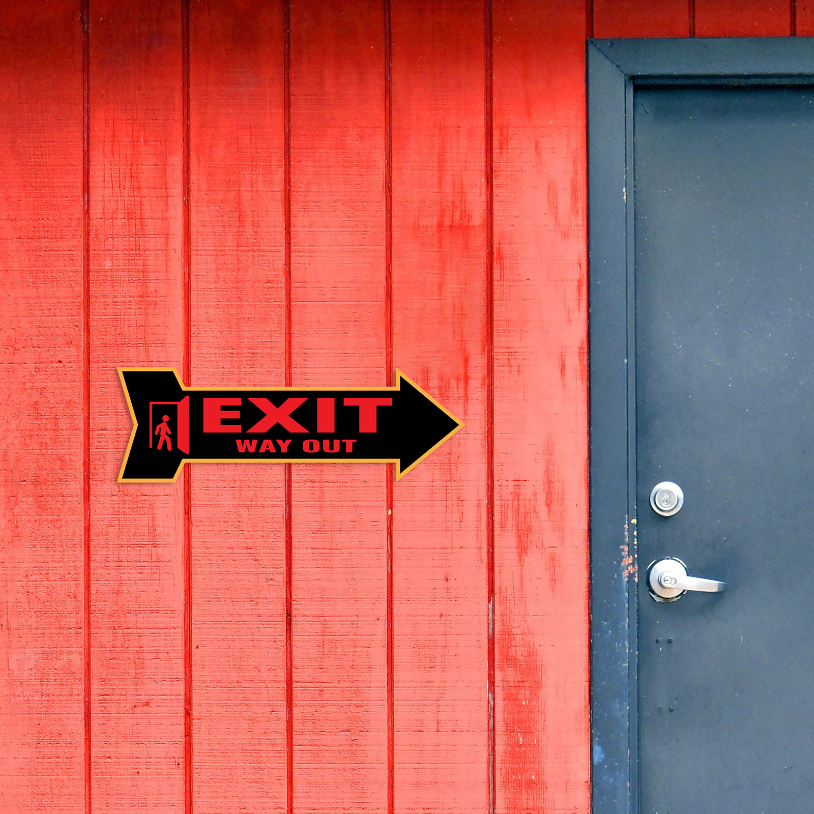 Arrow Shape Exit Way Out 12×4″ Wall or Door Sign | Public Signage