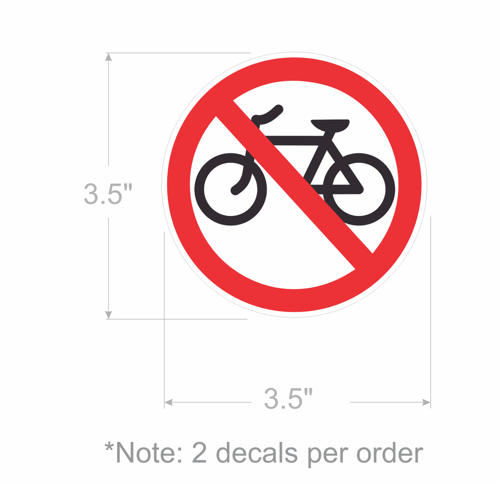 NO BIKE stickers | select a size | white | outdoor durable | decals | Bicycle