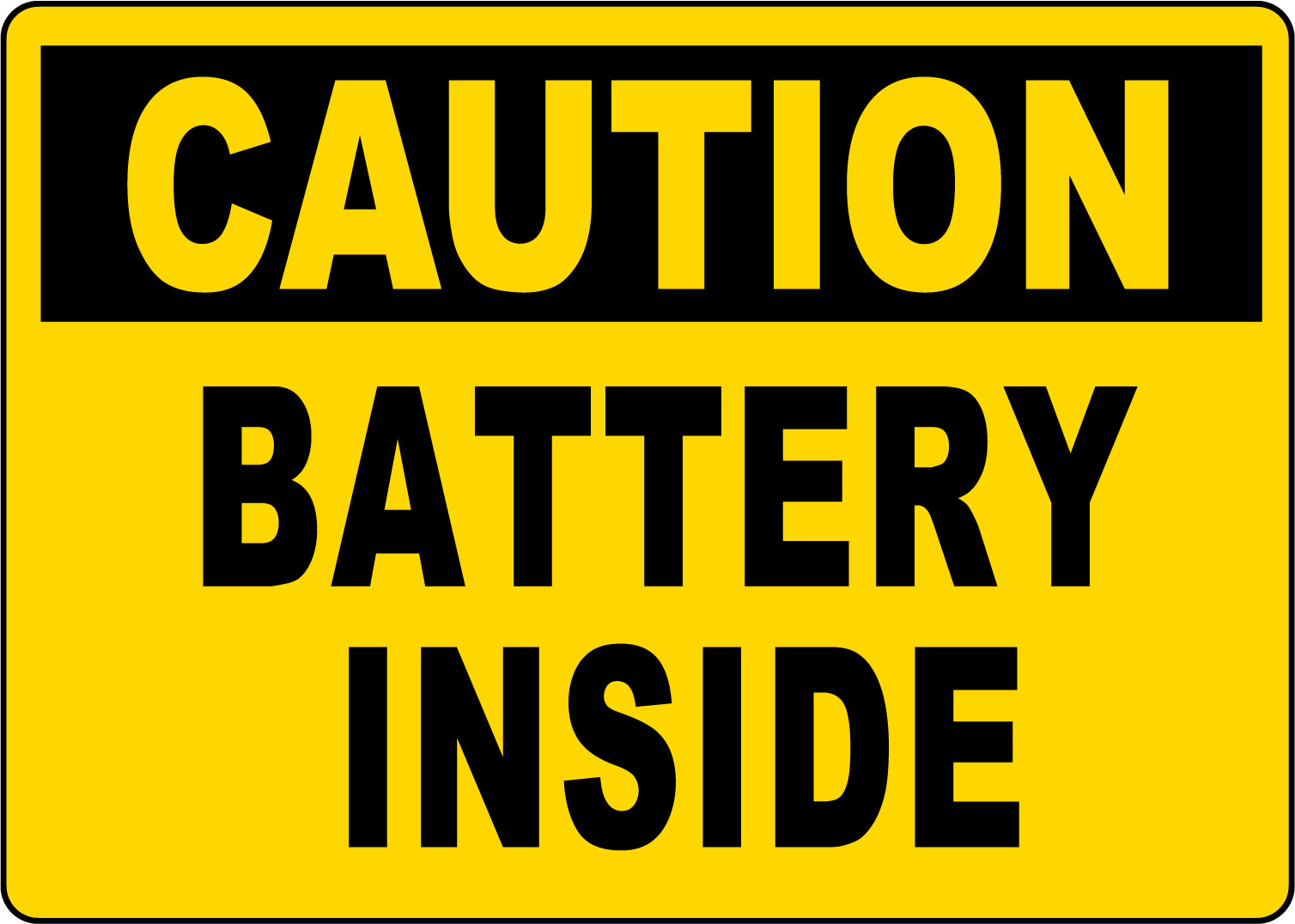 CAUTION BATTERY INSIDE | Adhesive Vinyl Sign Decal