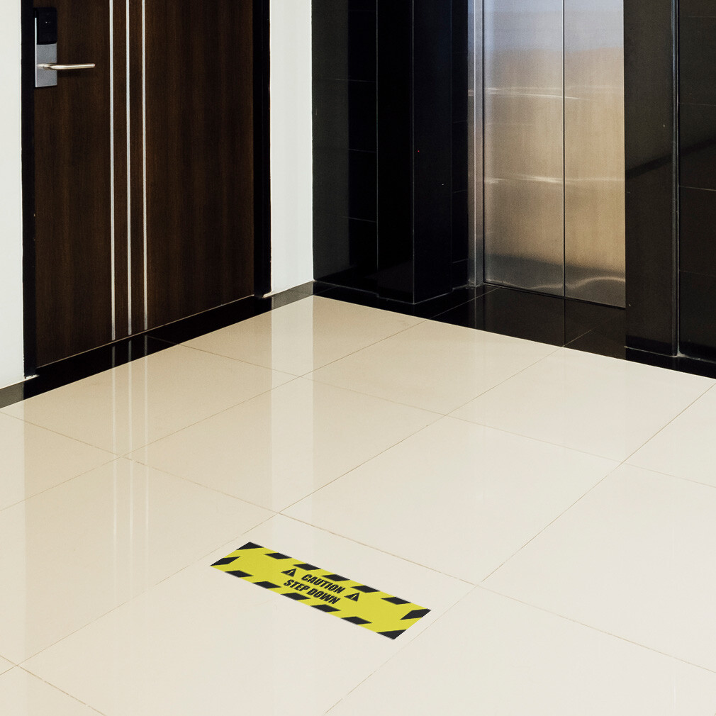 Step down Floor Decals Caution Step down Black Yellow Anti-Slip Long Shape