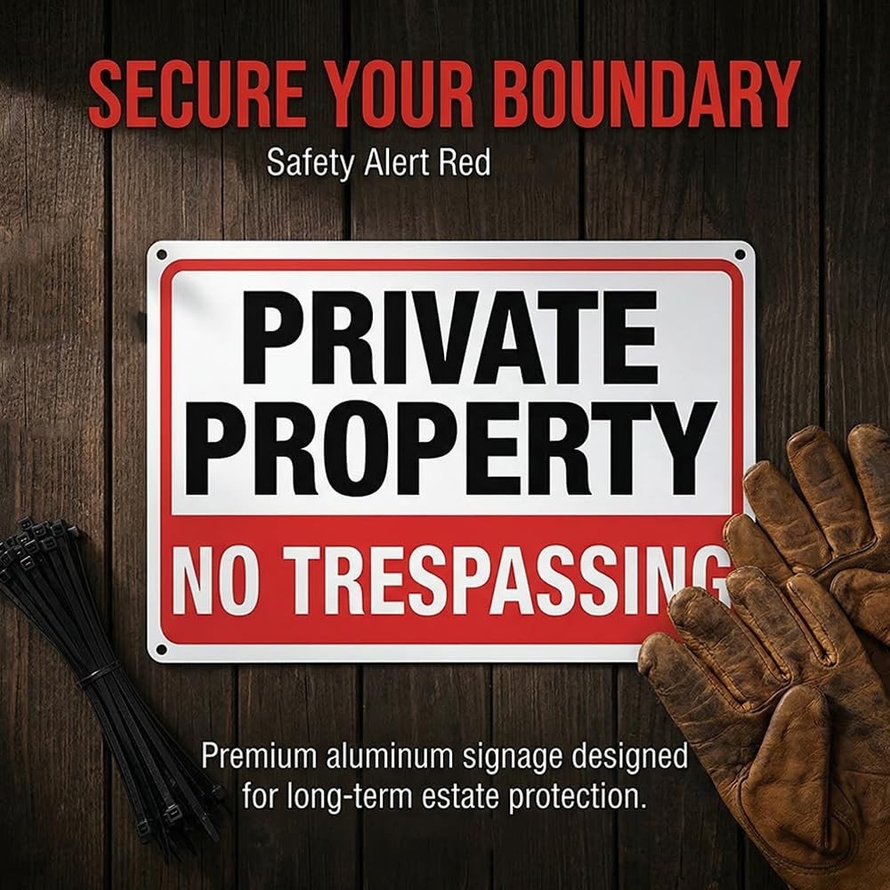 4-Pack No Trespassing Signs Private Property Metal Sign 10 x 7 In Aluminum