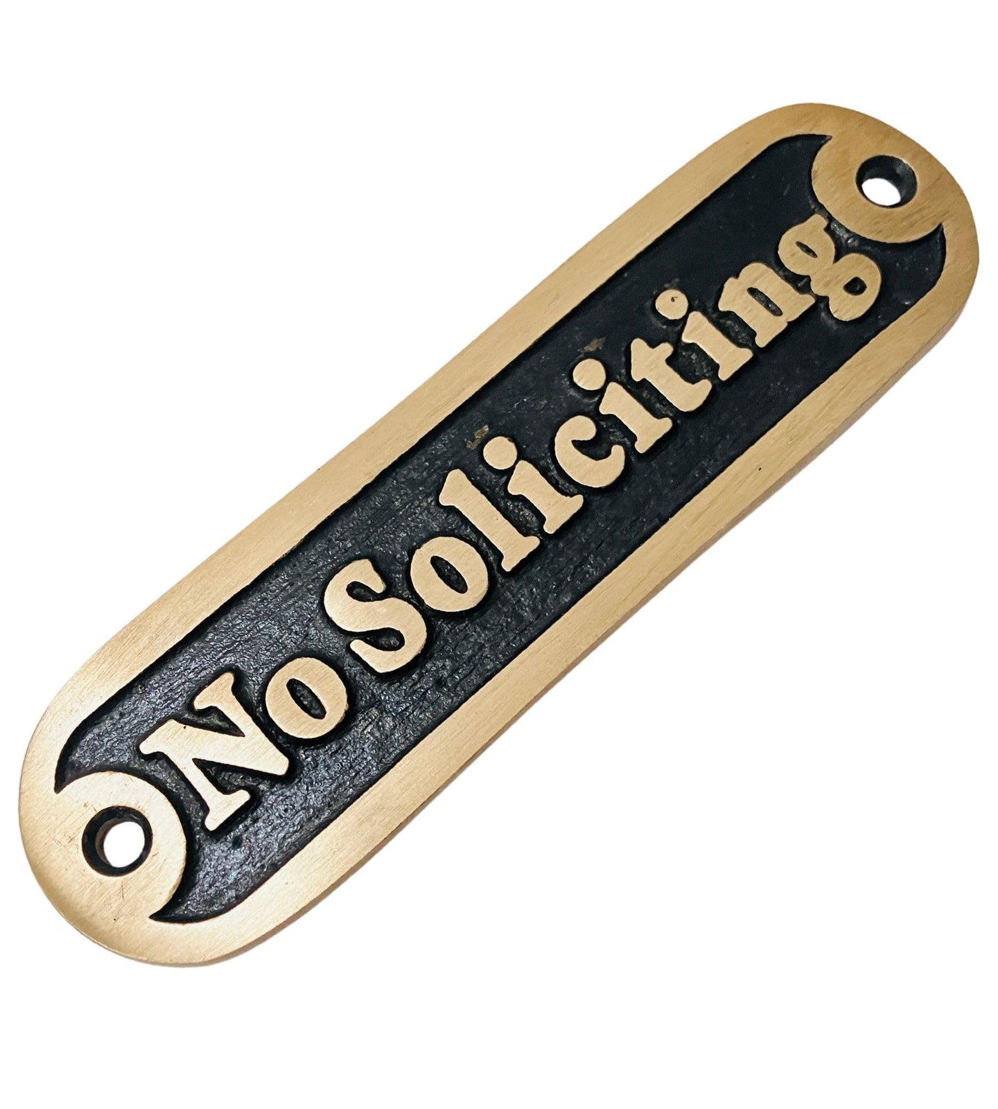 Brass No Soliciting Sign 5″ – Solid Brass Wall Plaque for House or Office – M…