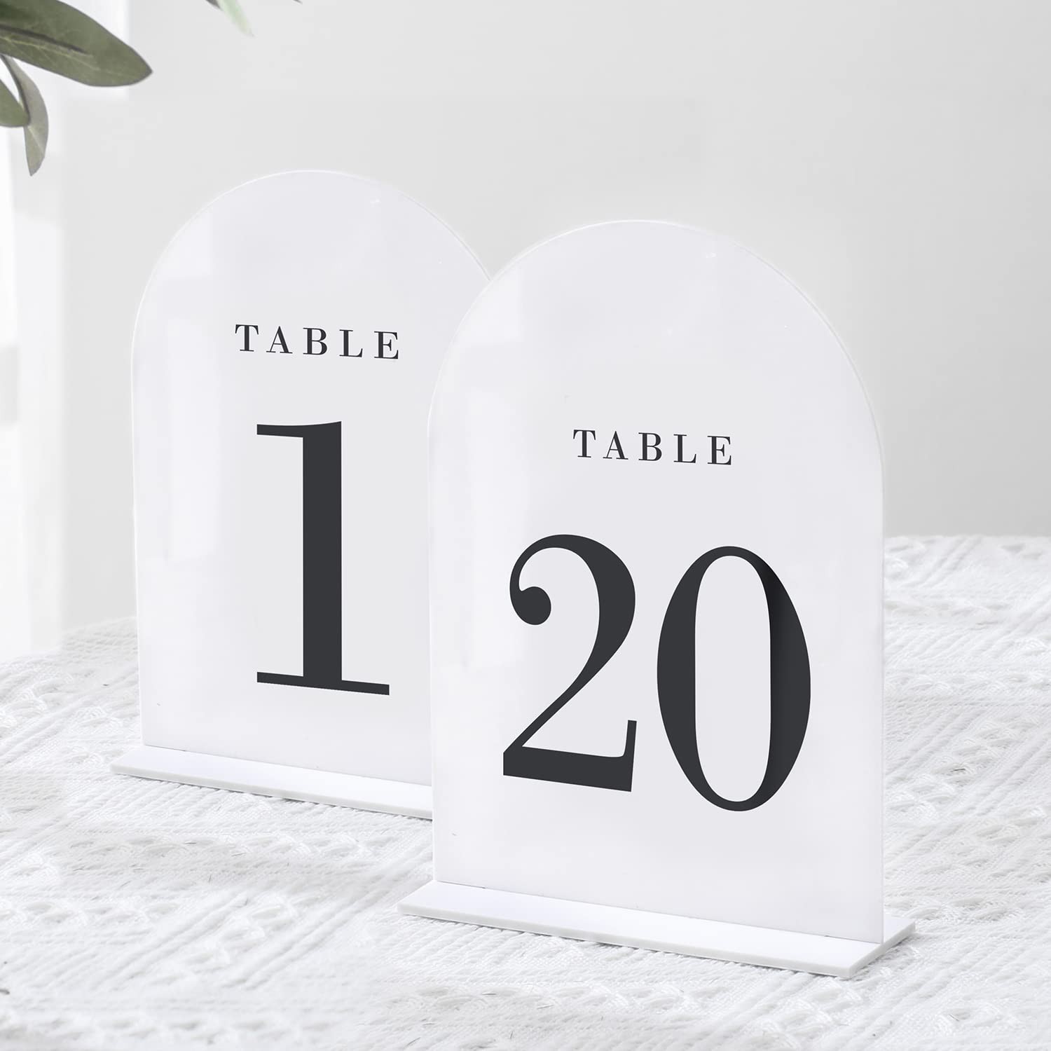 White Arch Wedding Table Numbers Stands 120 5×7 Inch Acrylic Signs Party
